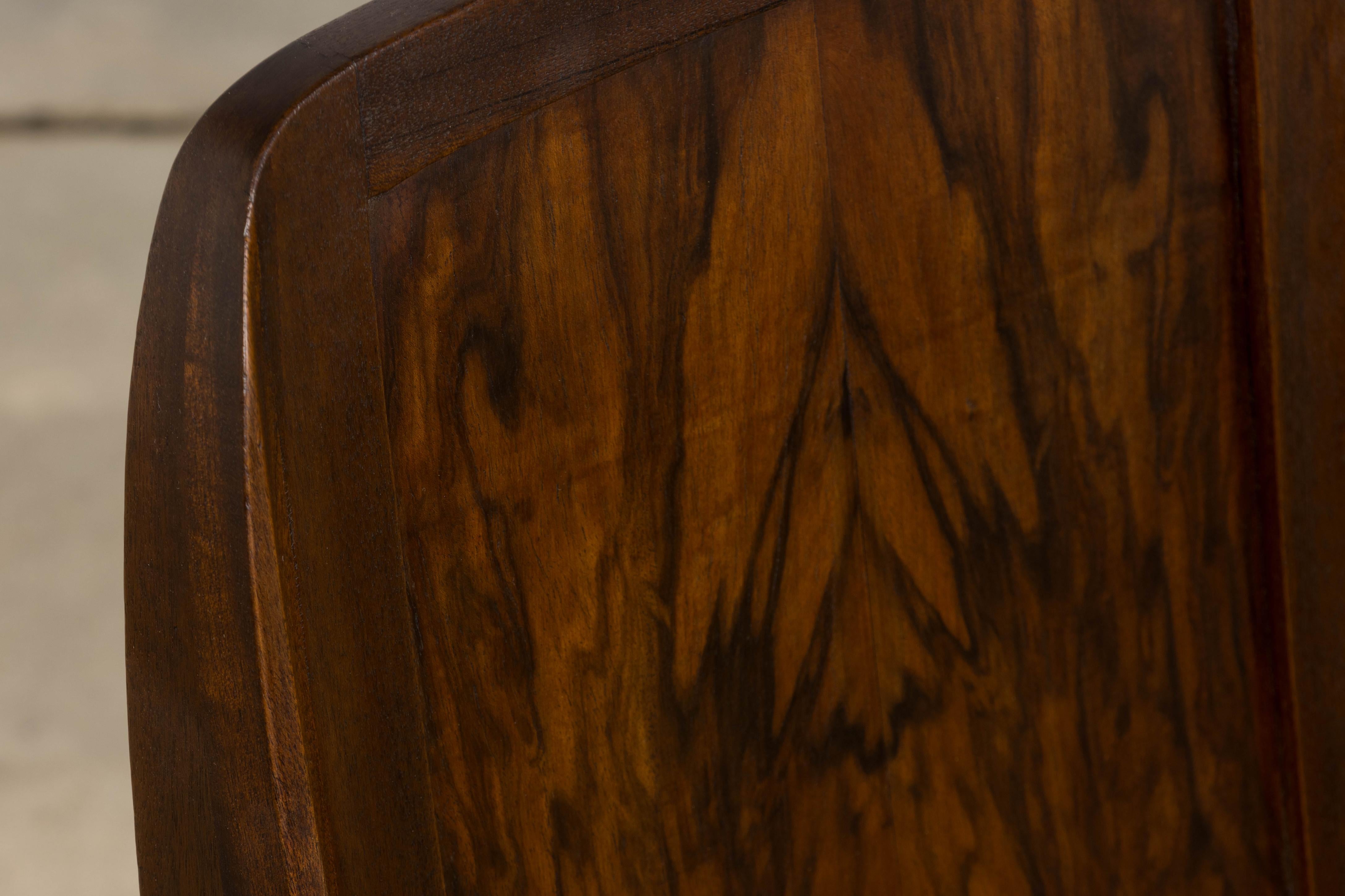 Sedie da pranzo Art Deco francese degli anni '30 in mogano con velluto beige - Set di 6 in vendita 1