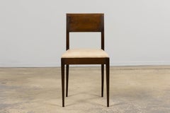 1930s French Art Deco Mahogany Side Chair W/ Cream Leather
