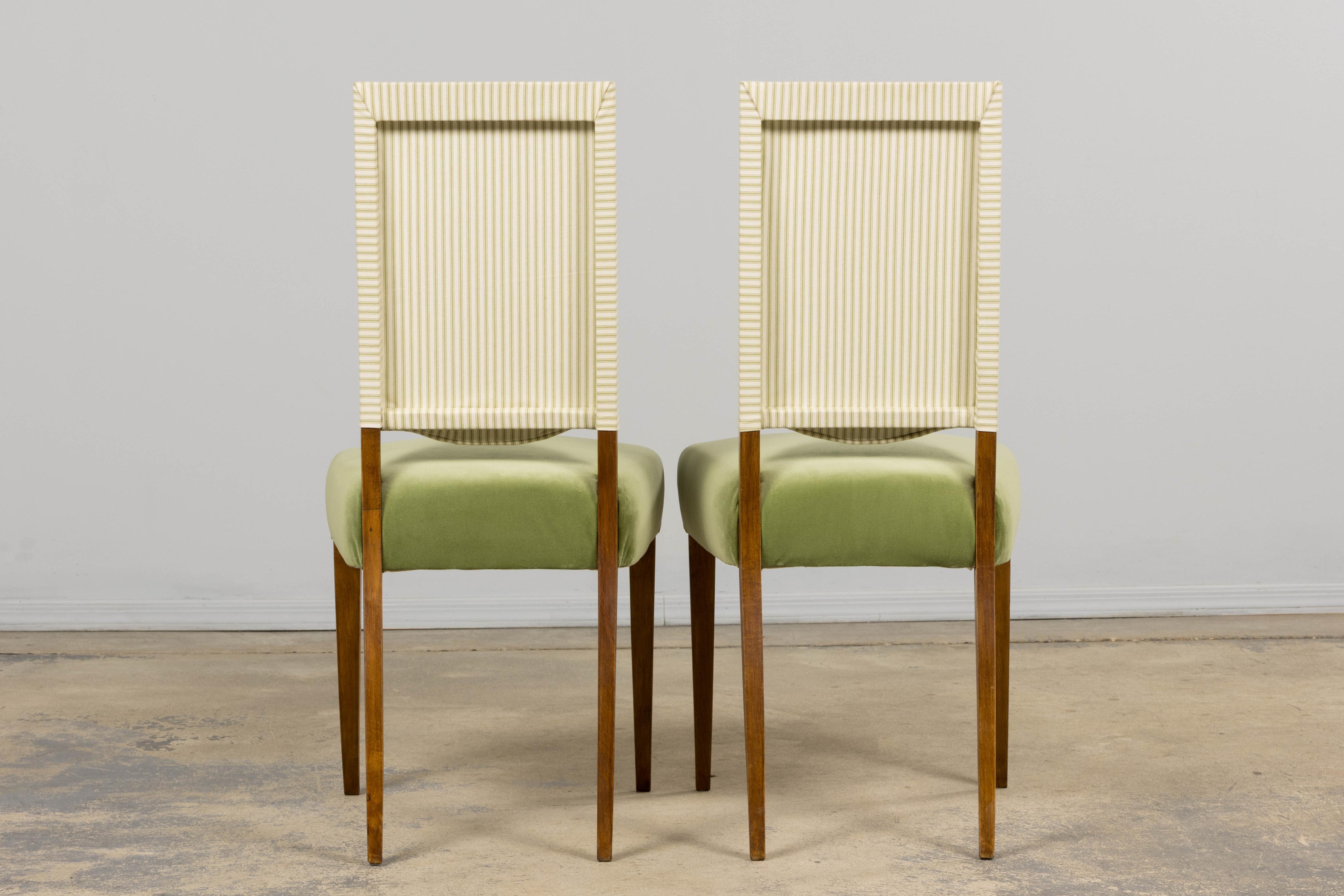 Sedie da pranzo francesi Art Deco degli anni '30 in acero con velluto Greene & Greene - set di 6 in vendita 11