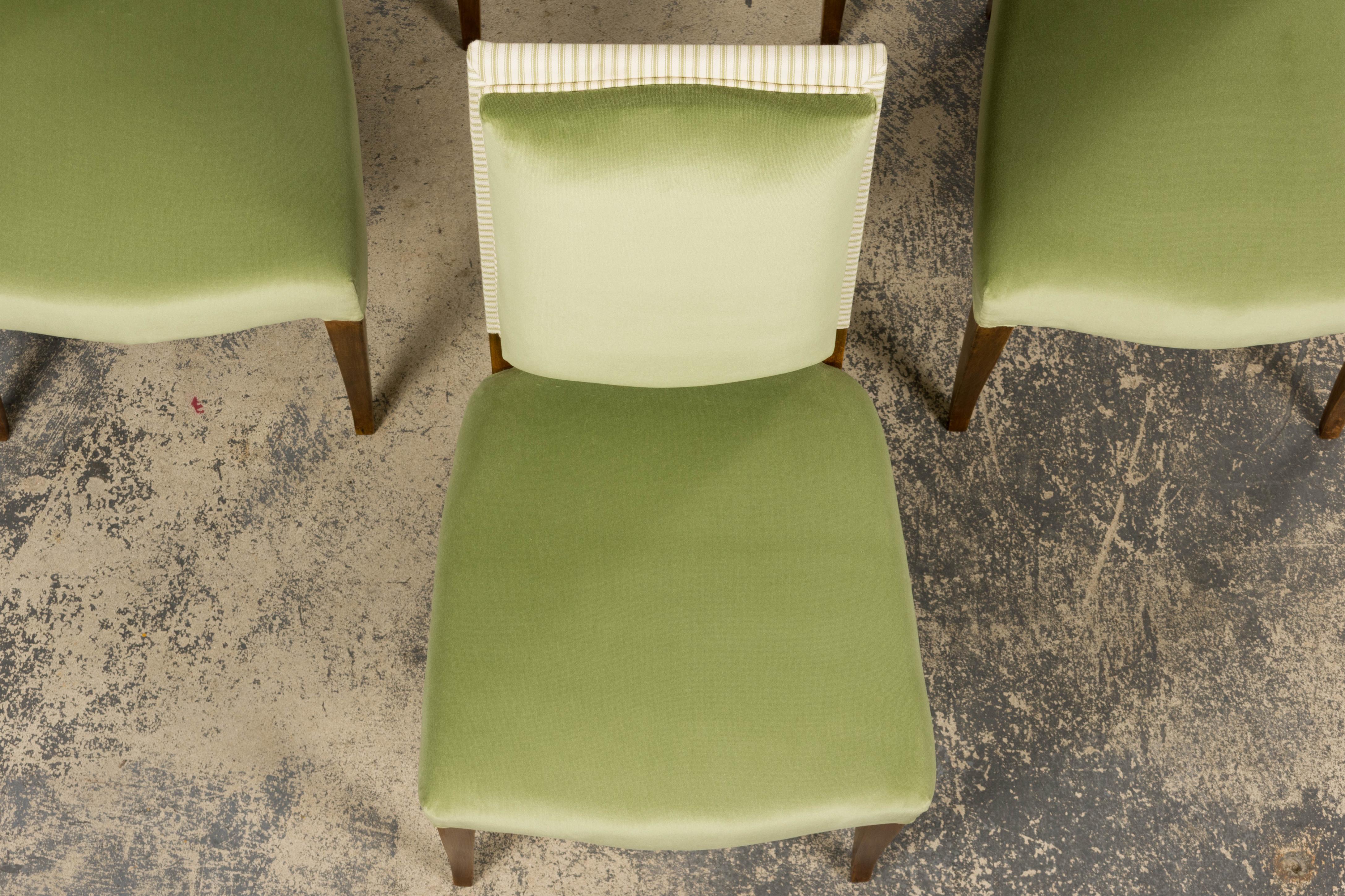 Francese Sedie da pranzo francesi Art Deco degli anni '30 in acero con velluto Greene & Greene - set di 6 in vendita