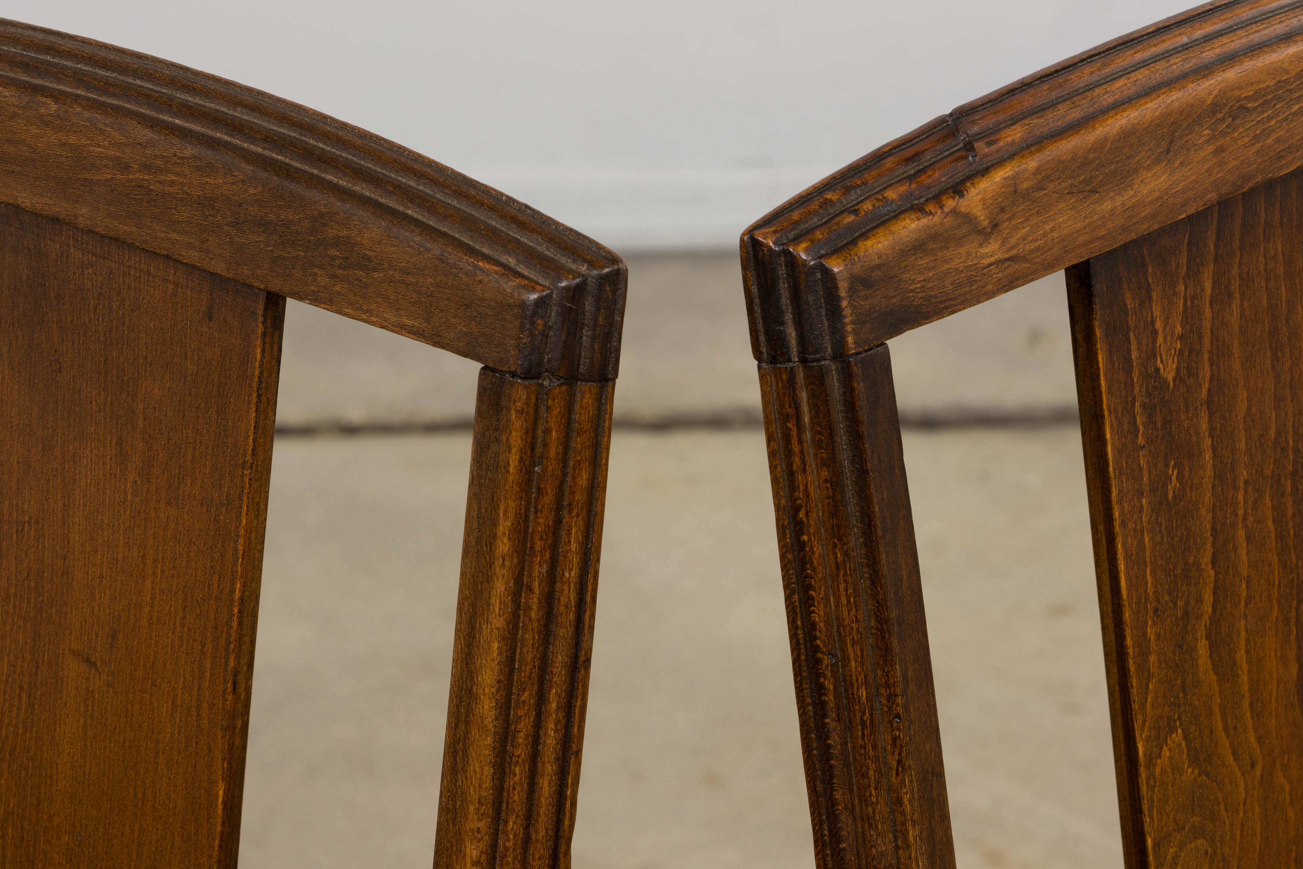 Chaises de salle à manger en érable Art Deco français des années 1930 avec velours vert olive - Lot de 6 en vente 10