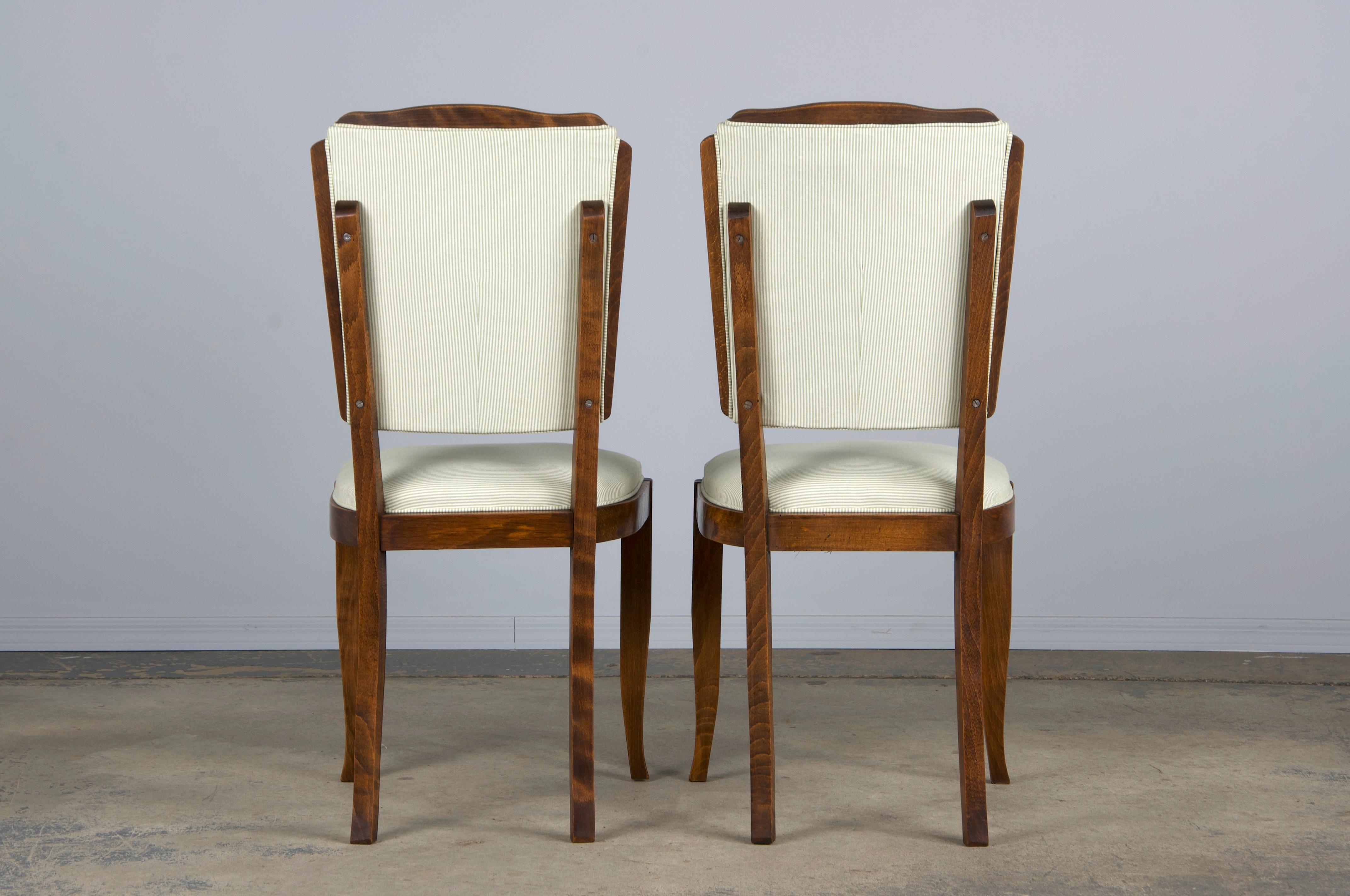 Sedie da pranzo francesi Art Déco anni '30 in acero con tessuto a righe - Set di 6 in vendita 3