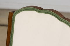 Set of Six 1930s French Art Deco Scalloped Backs Dining Chairs in Maple & Velvet