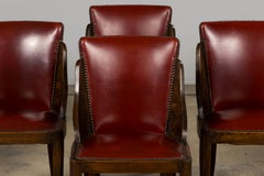 Sedie da pranzo a gondola in acero Art Deco francese degli anni '30 con finta pelle rossa - Set di 6
