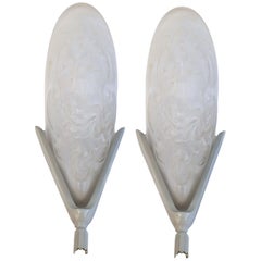 Vintage 1930s French Art Deco Matching Pair of Wall Light Sconces