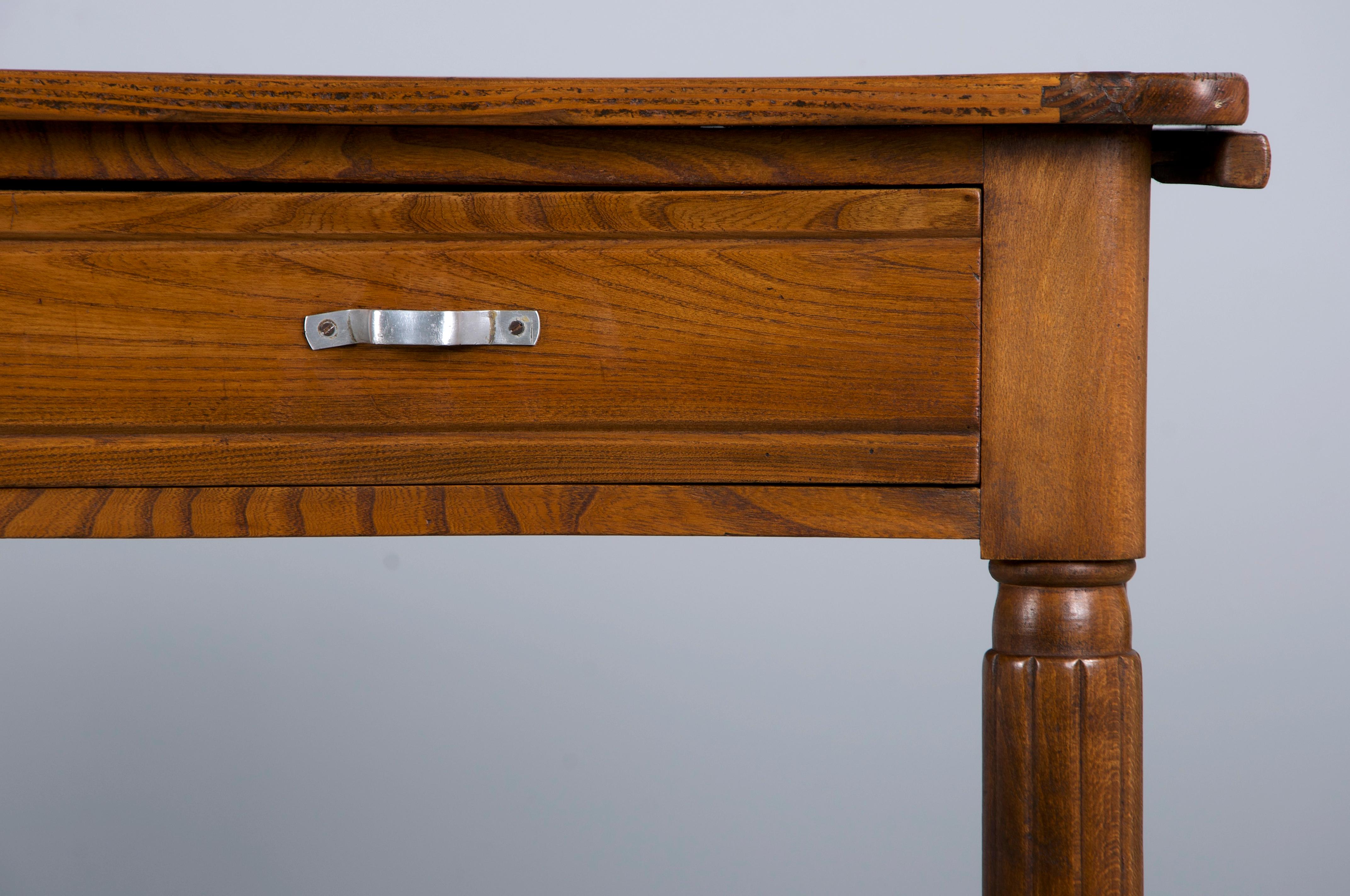 Mesa de granja de madera mixta Art Decó francesa de los años 30 Francés en venta