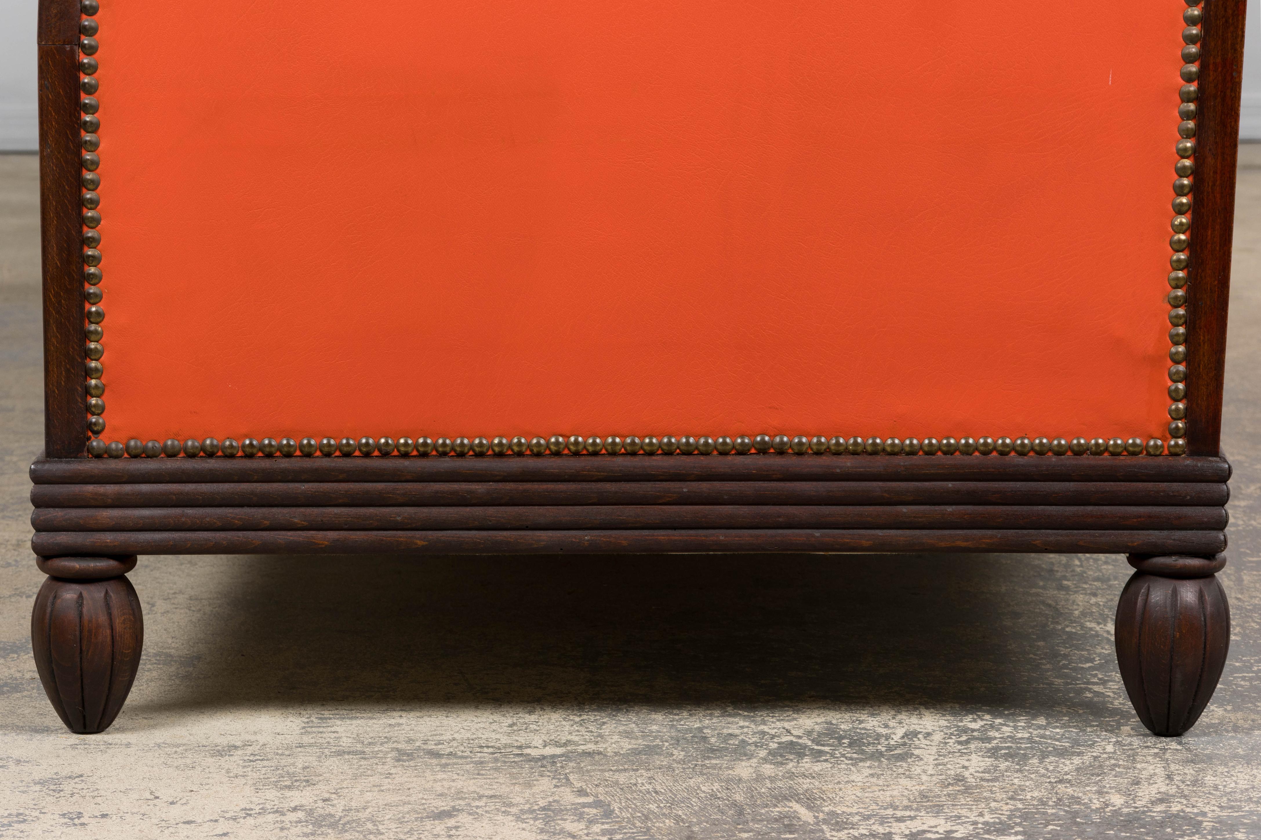 Canape francese Art Déco anni '30 in Oak in ecopelle in vendita 9