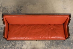 Canape en chêne Art Déco français des années 1930 en simili cuir