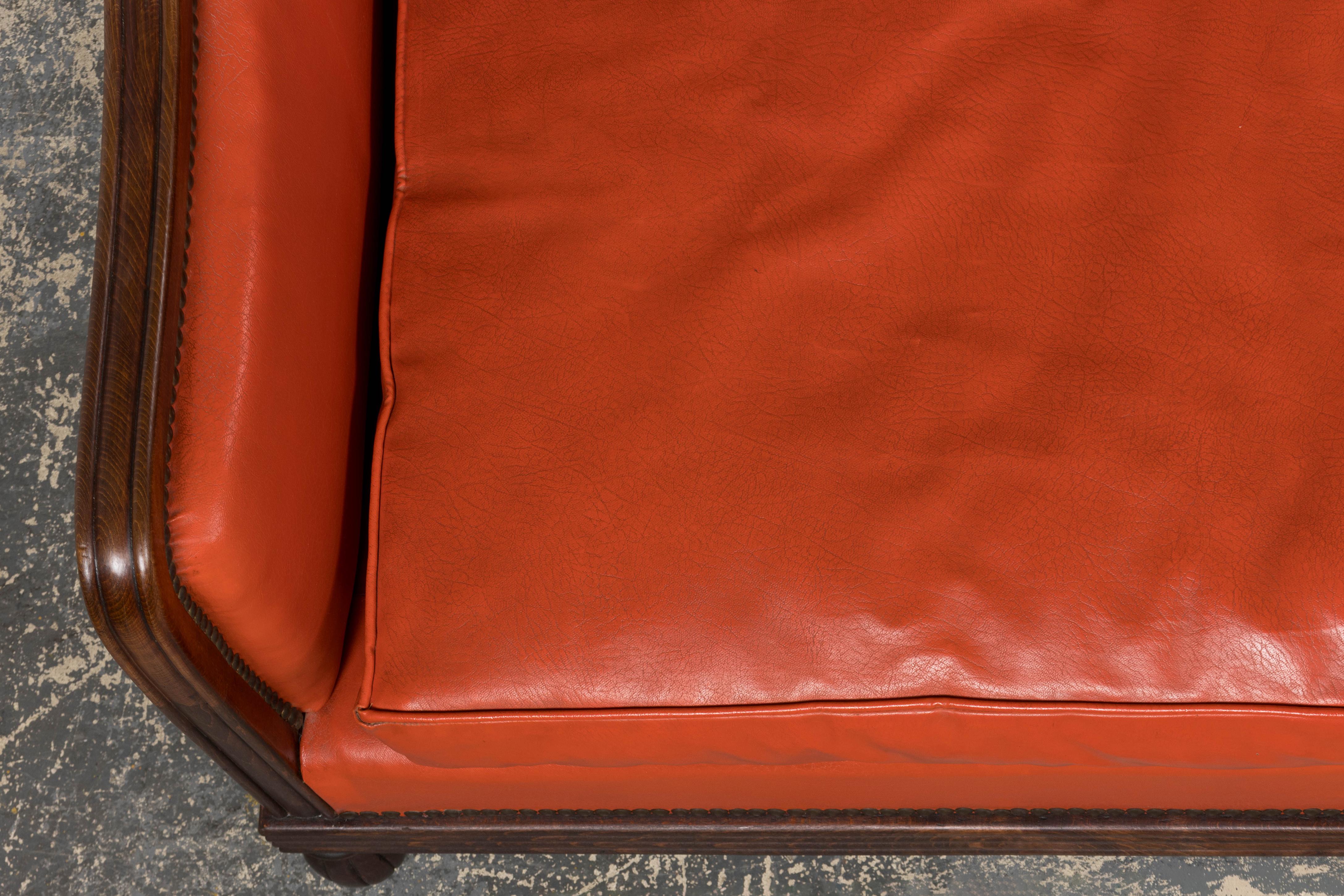 Francese Canape francese Art Déco anni '30 in Oak in ecopelle in vendita