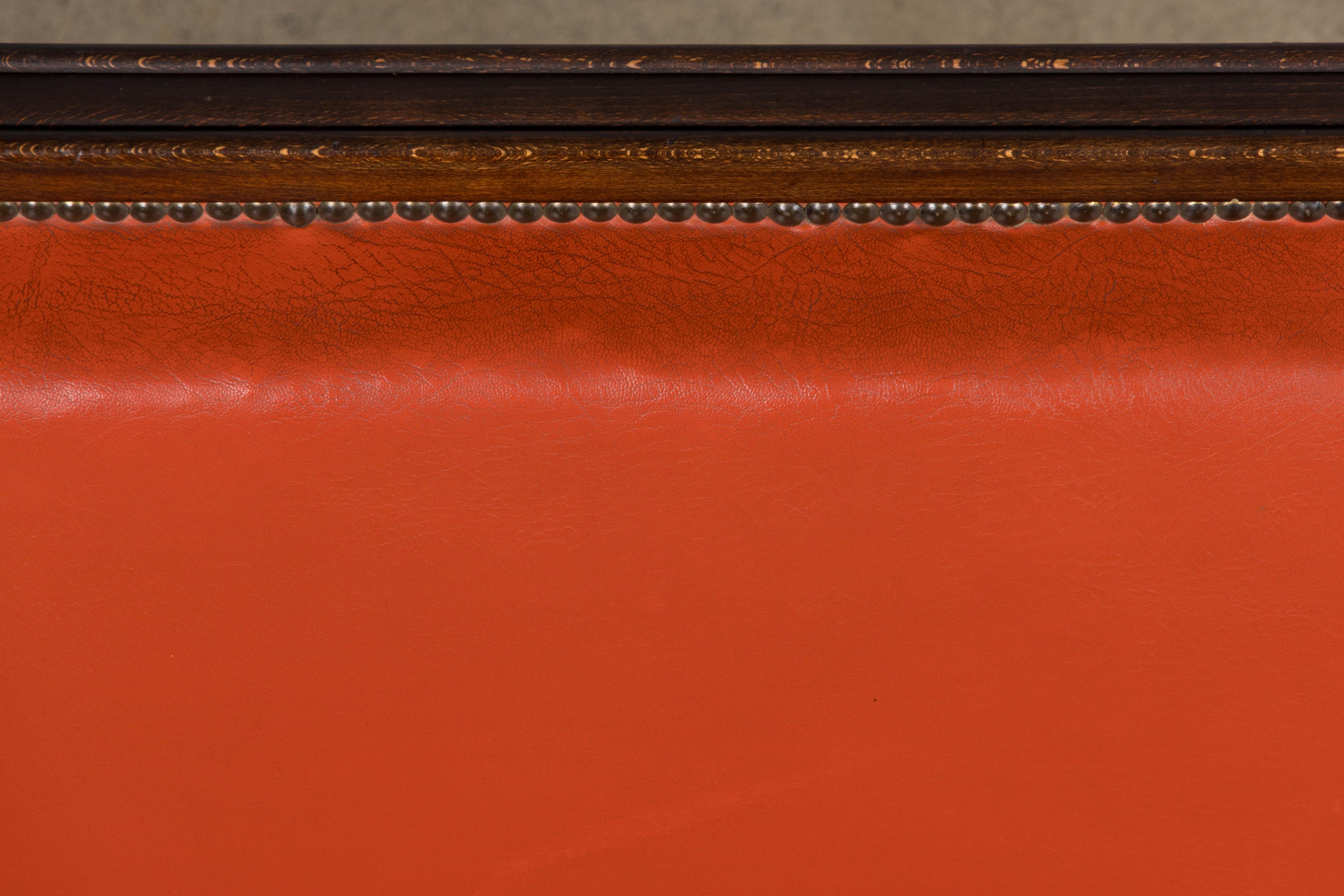 Fatto a mano Canape francese Art Déco anni '30 in Oak in ecopelle in vendita