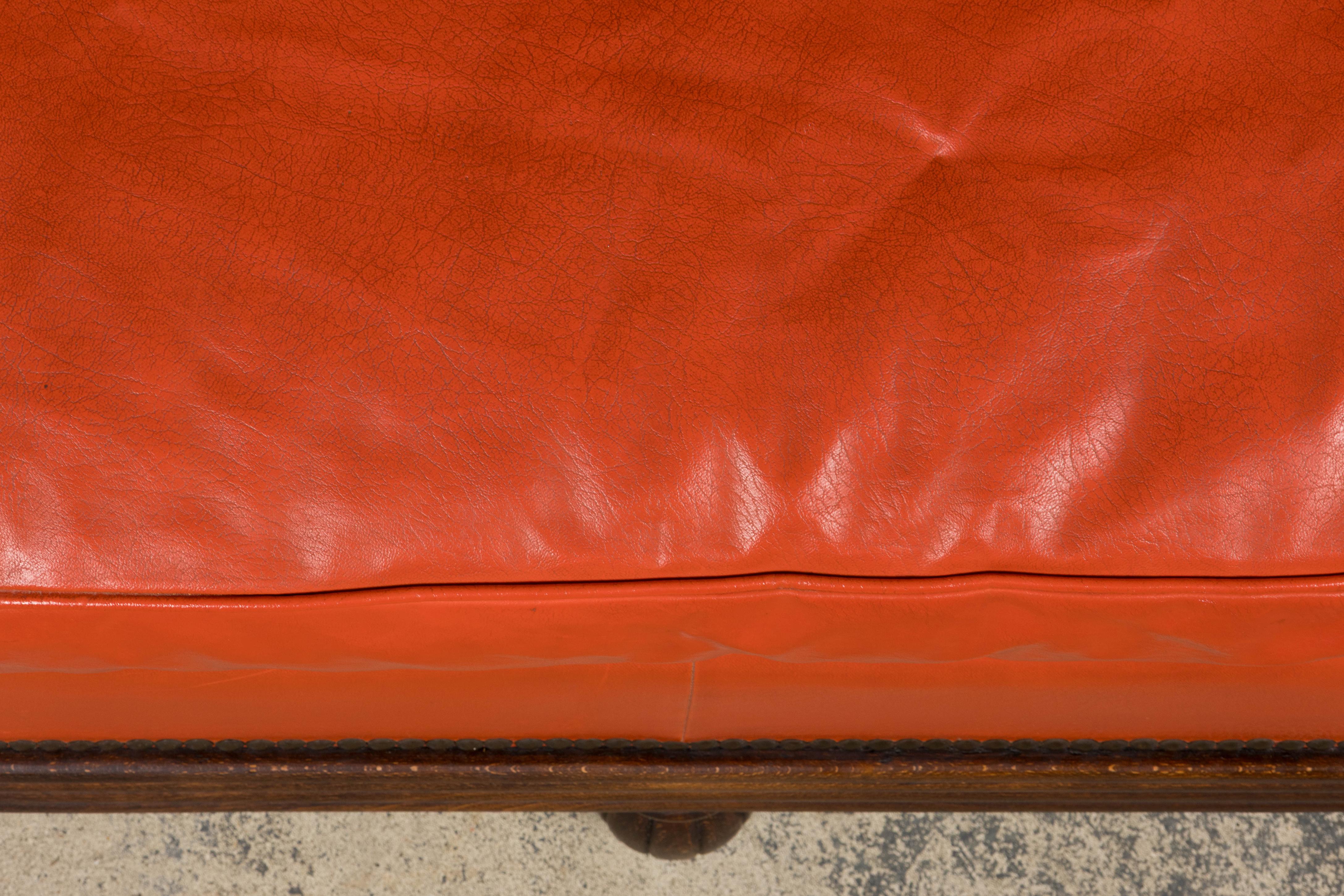 Canape francese Art Déco anni '30 in Oak in ecopelle In condizioni buone in vendita a Astoria, NY