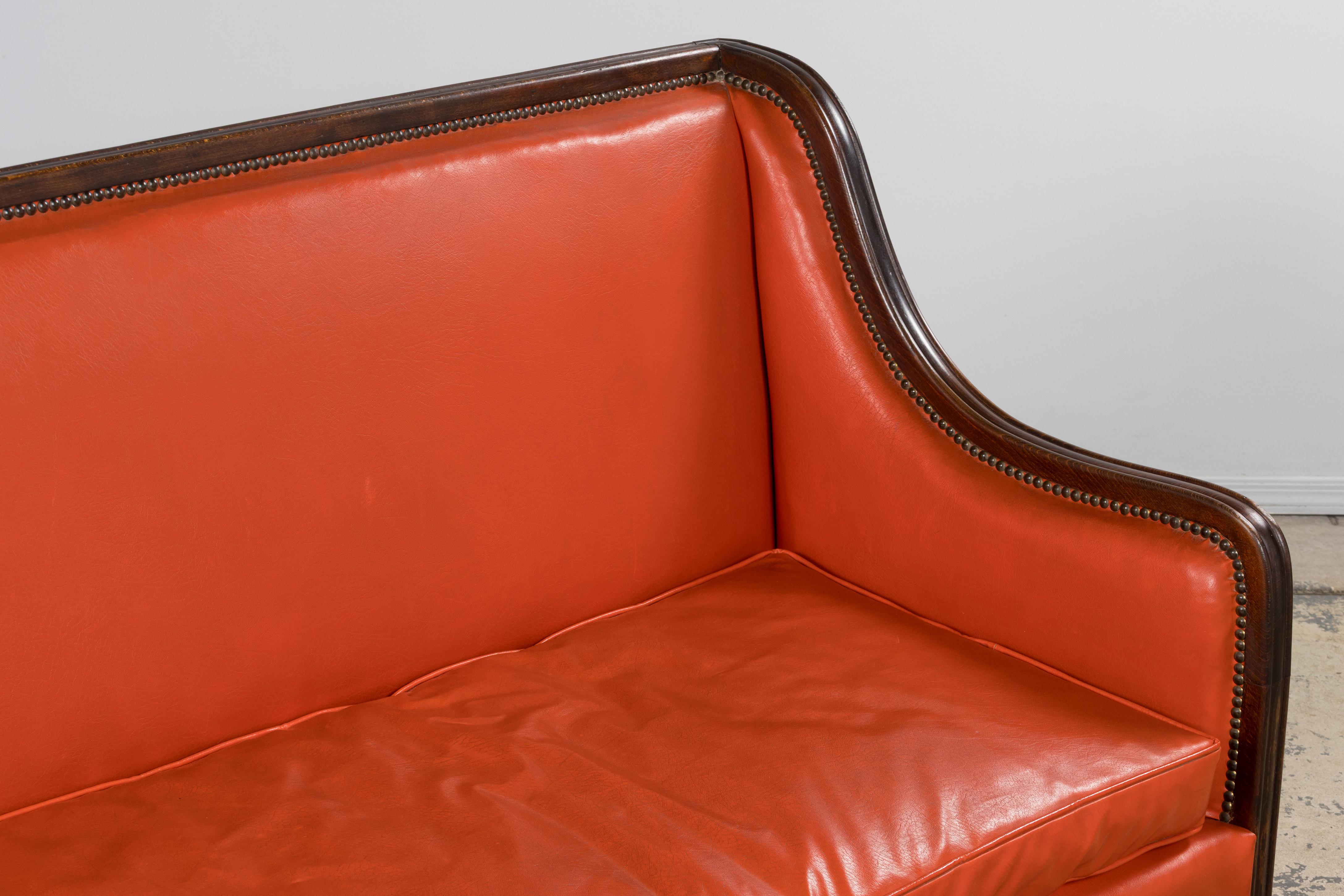 Canape francese Art Déco anni '30 in Oak in ecopelle in vendita 2