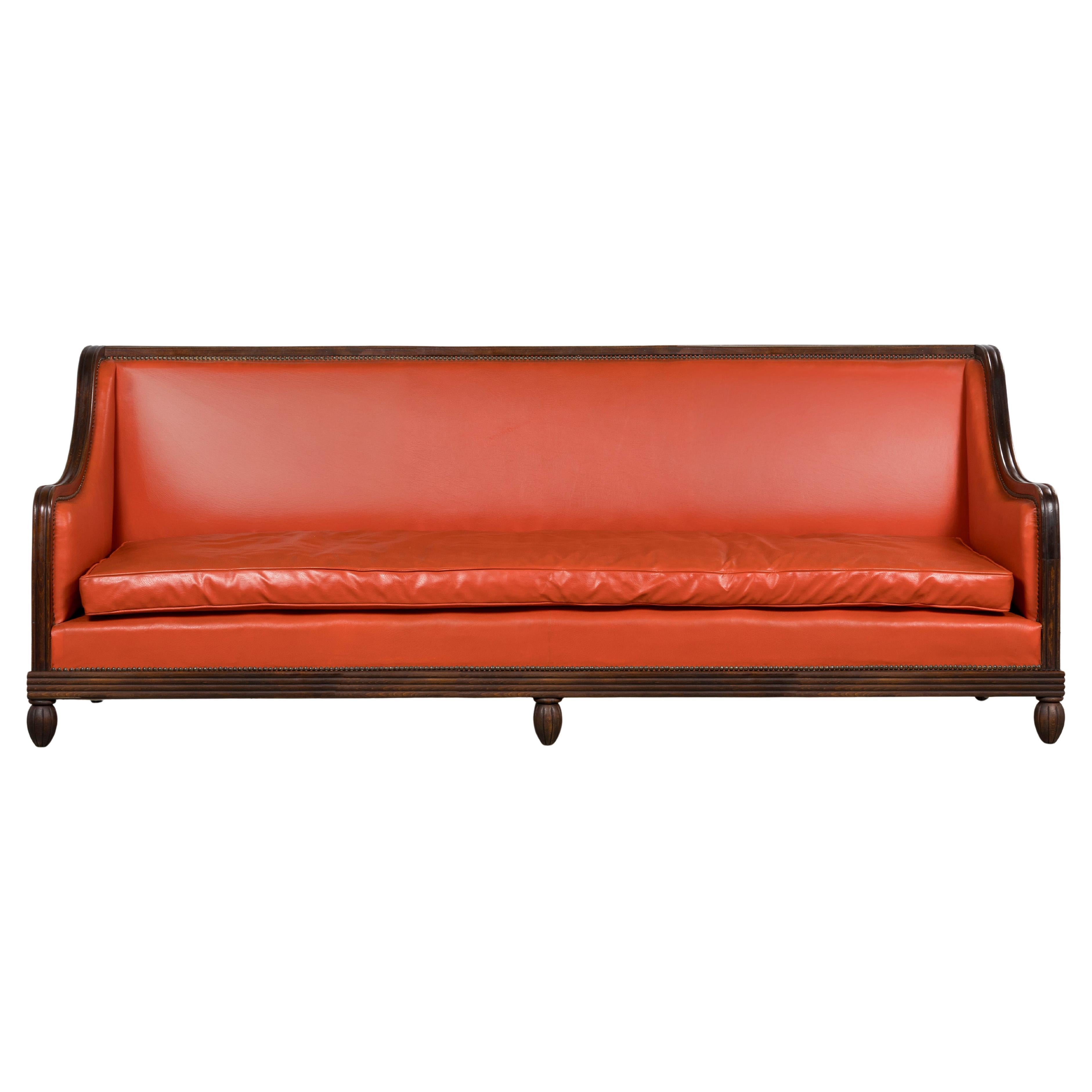 Canape francese Art Déco anni '30 in Oak in ecopelle