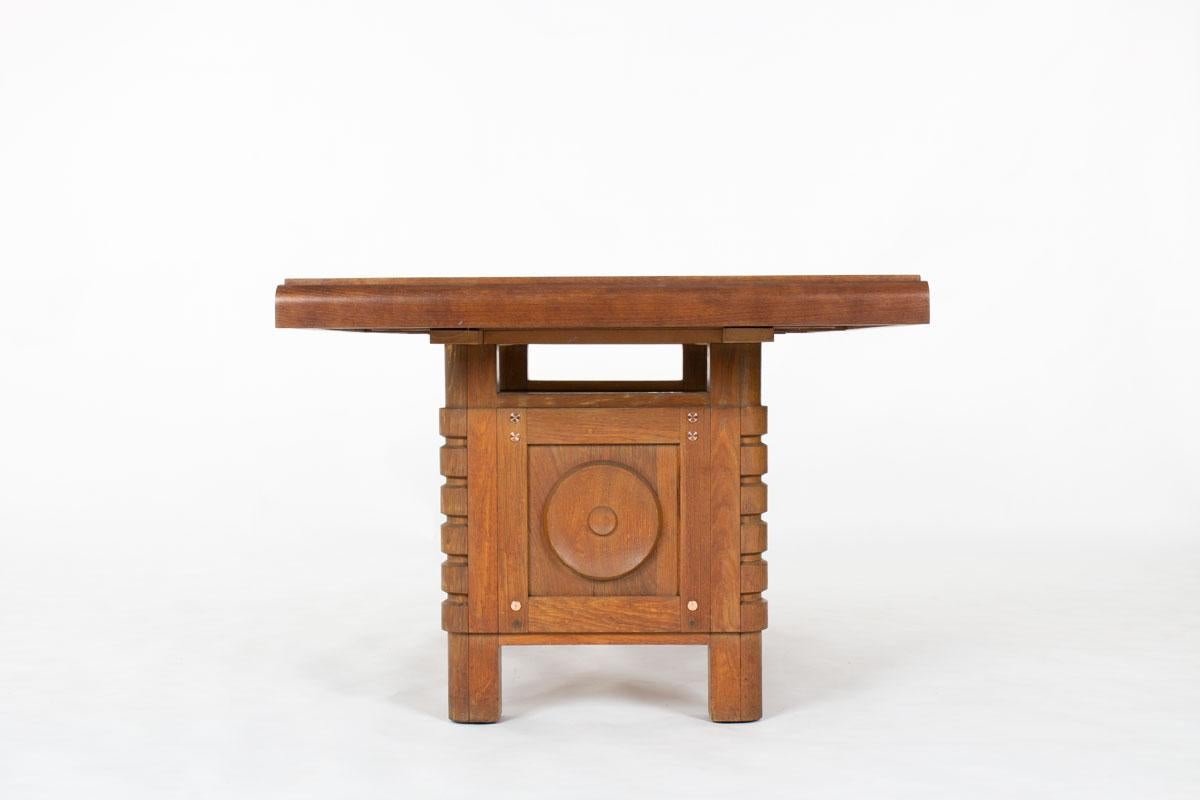 1930s French Art Deco Oak Dining Table, in the Manner of Charles Dudouyt en venta 5