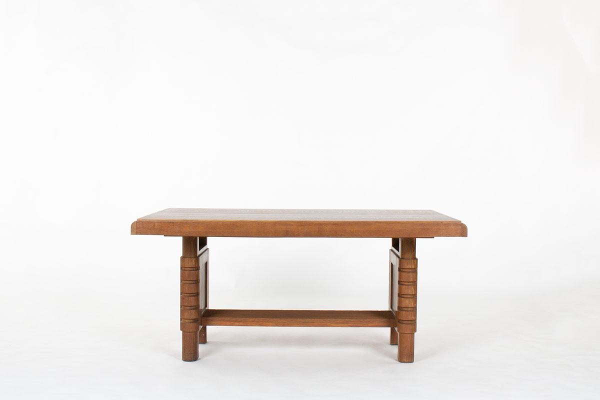 1930s French Art Deco Oak Dining Table, in the Manner of Charles Dudouyt Francés en venta