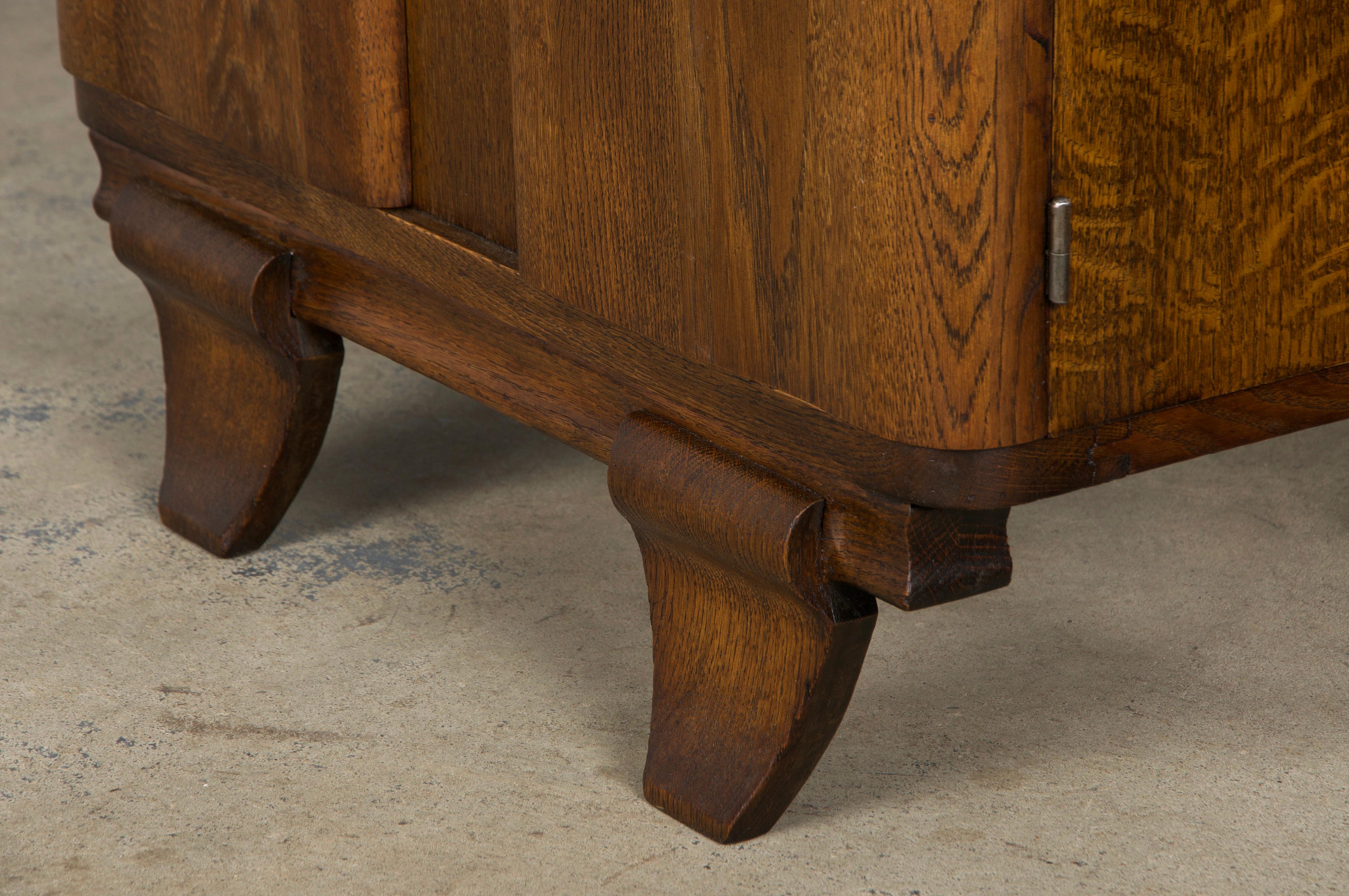 1930s French Art Deco Oak Nightstands W/ Red Marble Tops - A Pair 12