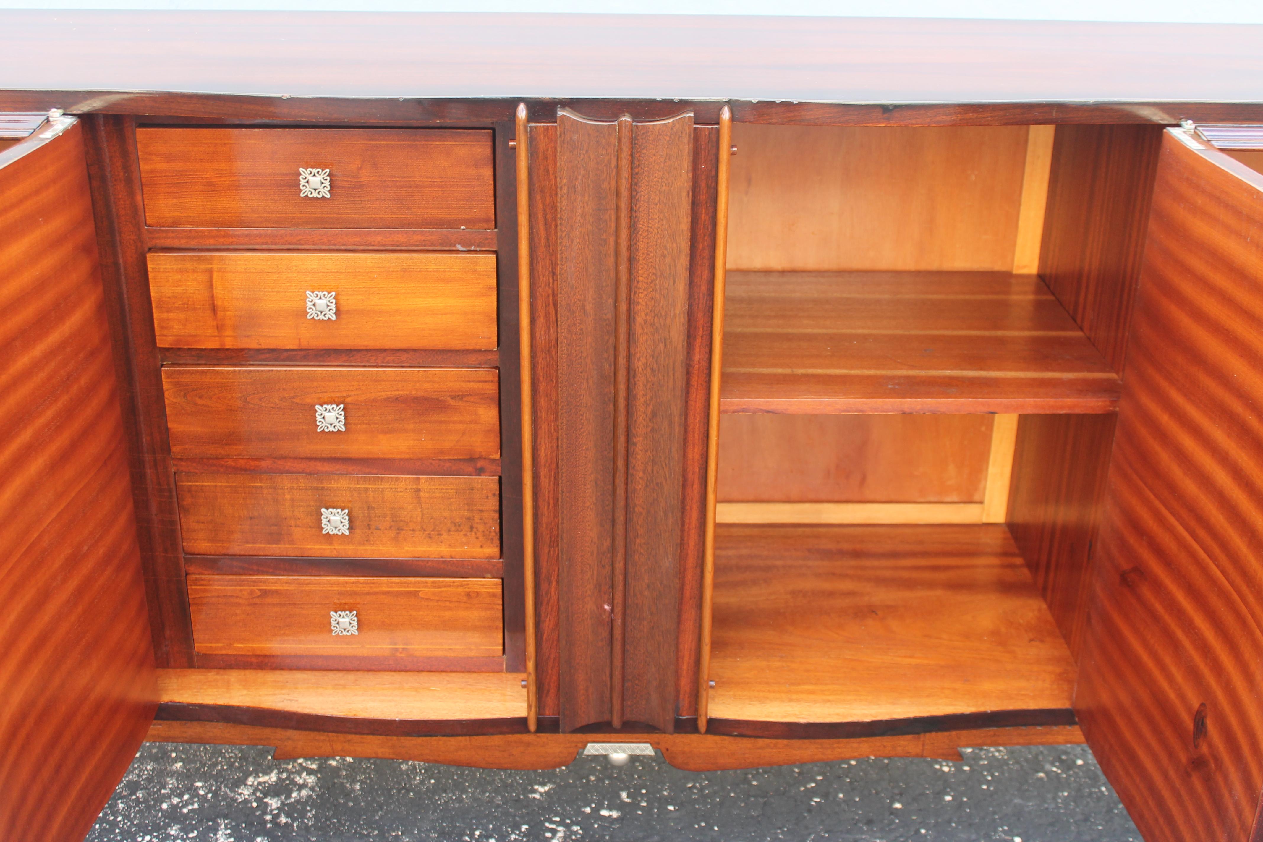 Buffet Art Deco francese del 1930 in palissandro/ M.M.P. Intarsio di sirene stile Jules Leleu in vendita 7