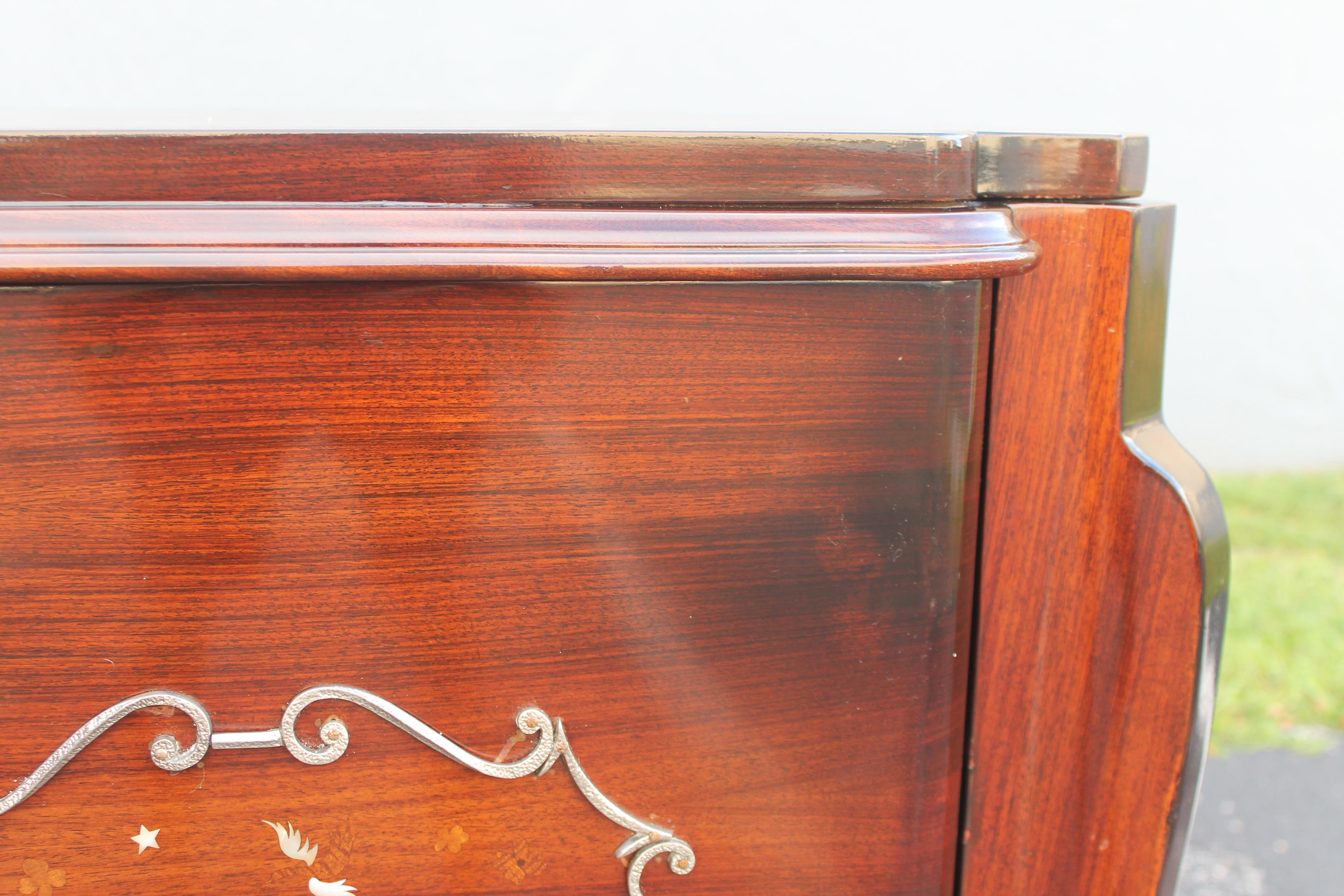 Buffet Art Deco francese del 1930 in palissandro/ M.M.P. Intarsio di sirene stile Jules Leleu in vendita 12