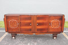 Französisches Art Deco Palisander-Buffet/ M-O-P Meerjungfrauen-Intarsien im Stil Jules Leleu, 1930er Jahre