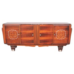 1930's French Art Deco Palisander Buffet/ M-O-P Mermaid Inlay style Jules Leleu