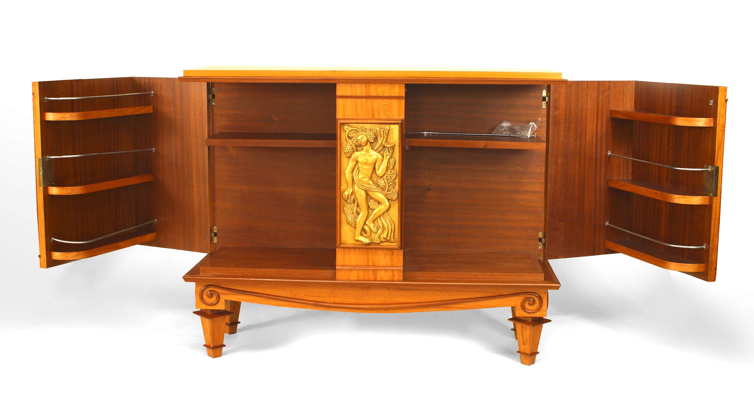 French Art Deco Arbus Satinwood & Mahogany Commode In Good Condition For Sale In New York, NY