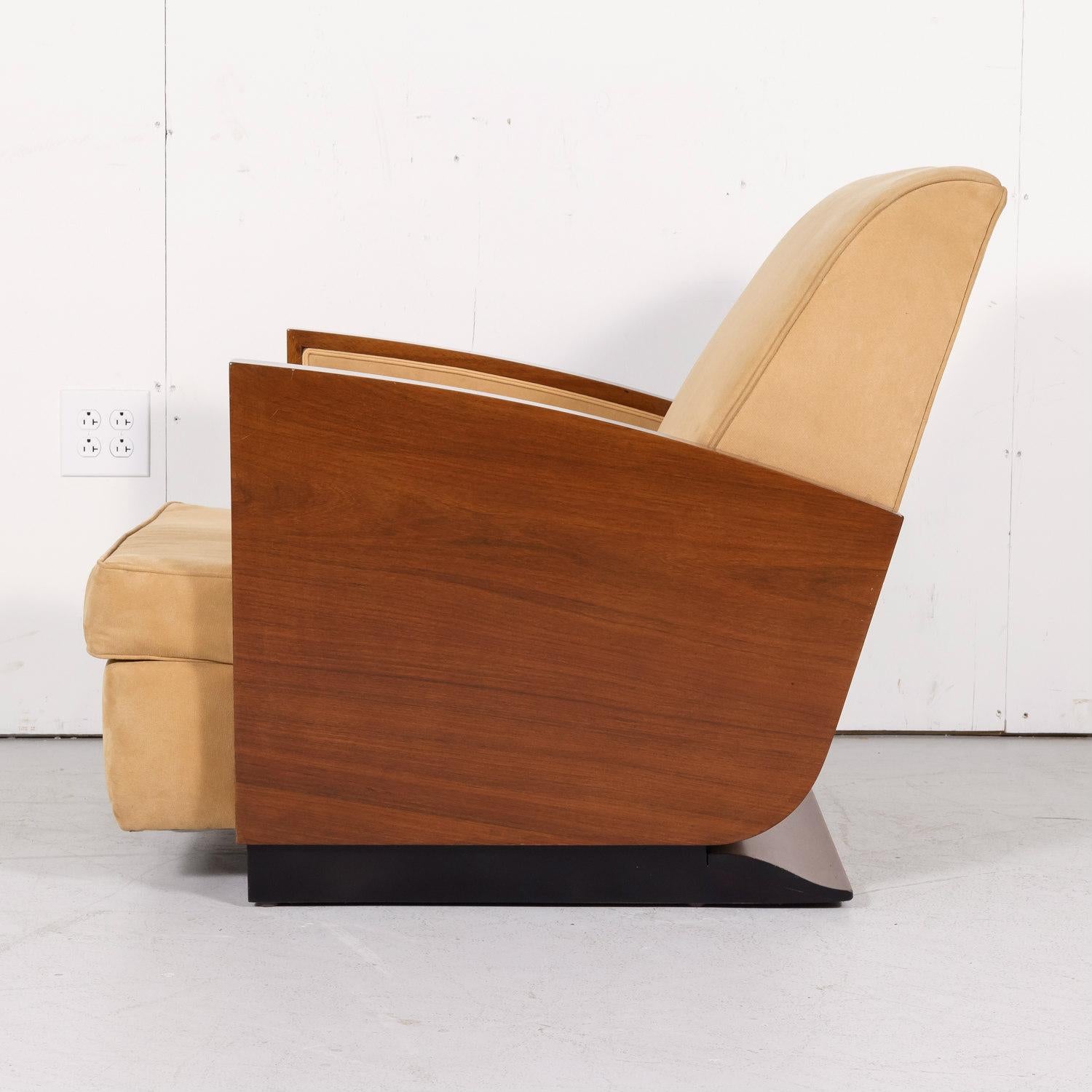 Mid-20th Century 1930s French Art Deco Period Walnut Armchair or Lounge Chair For Sale
