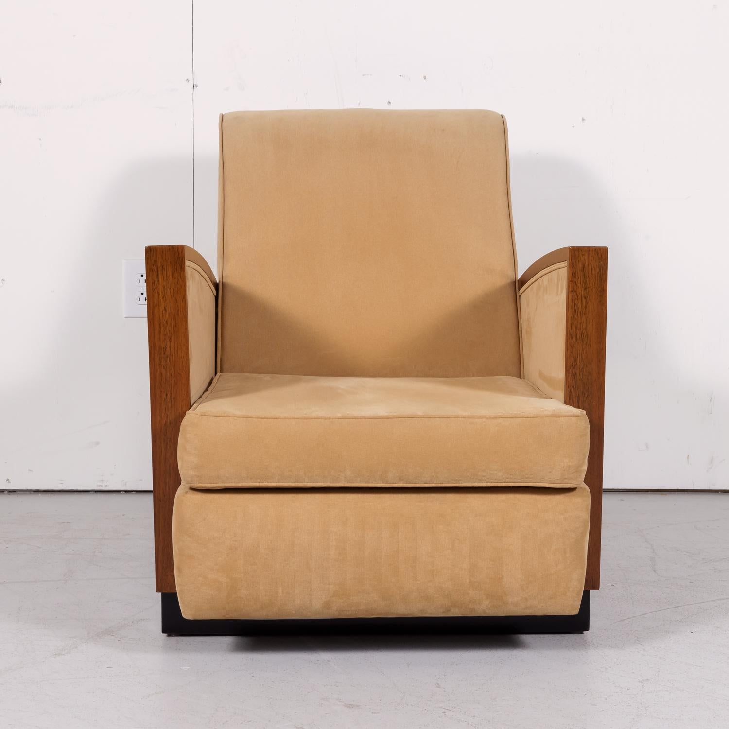 1930s French Art Deco Period Walnut Armchair or Lounge Chair For Sale 1