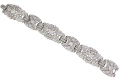 1930s French Art Deco Platinum 10.53 Carat Diamond Bracelet