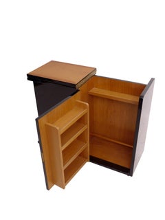 1930s French Art Deco Rolling Black Lacquer Dry Bar