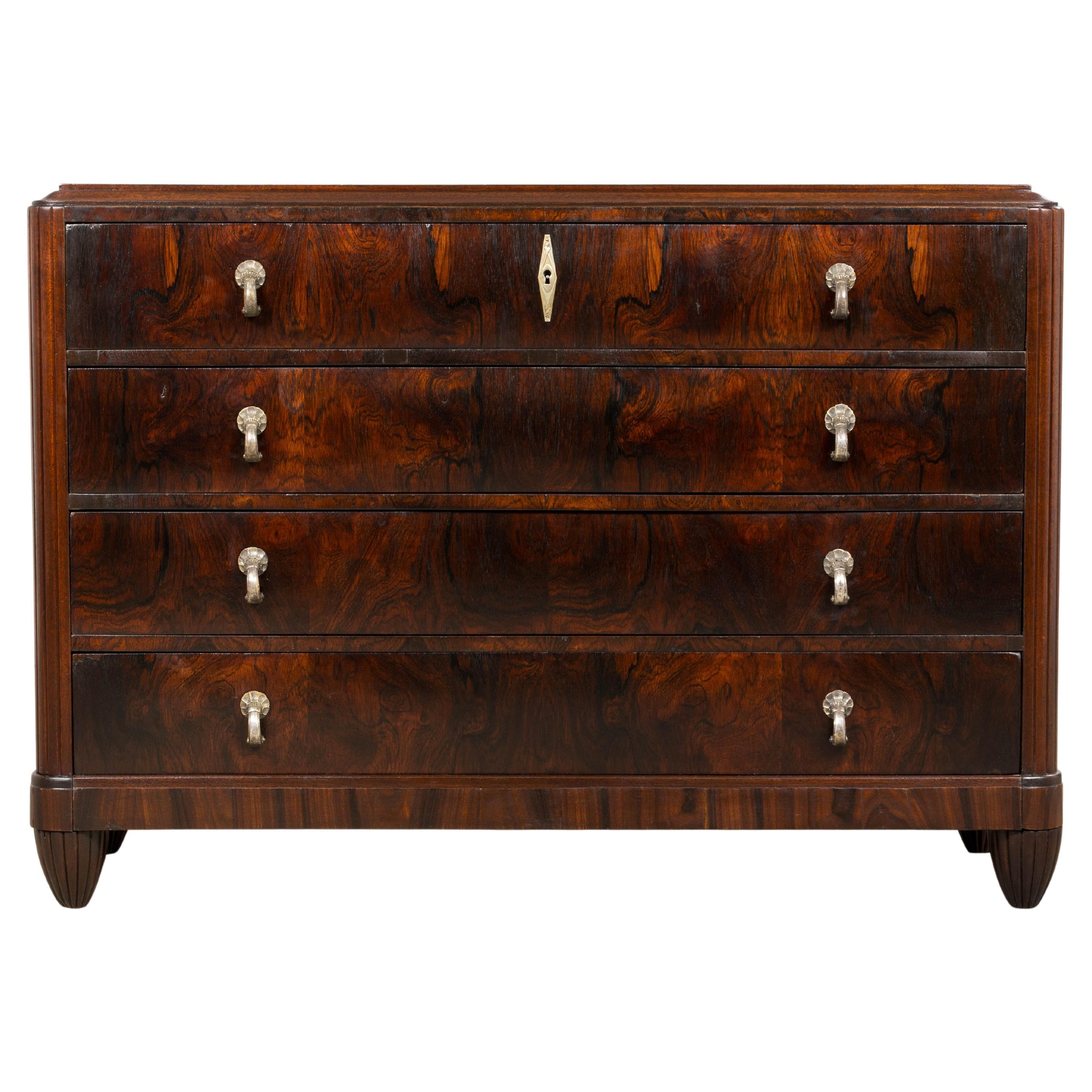 French Art Deco Commode, Restored Rosewood & Mahogany, Paris, 1930s