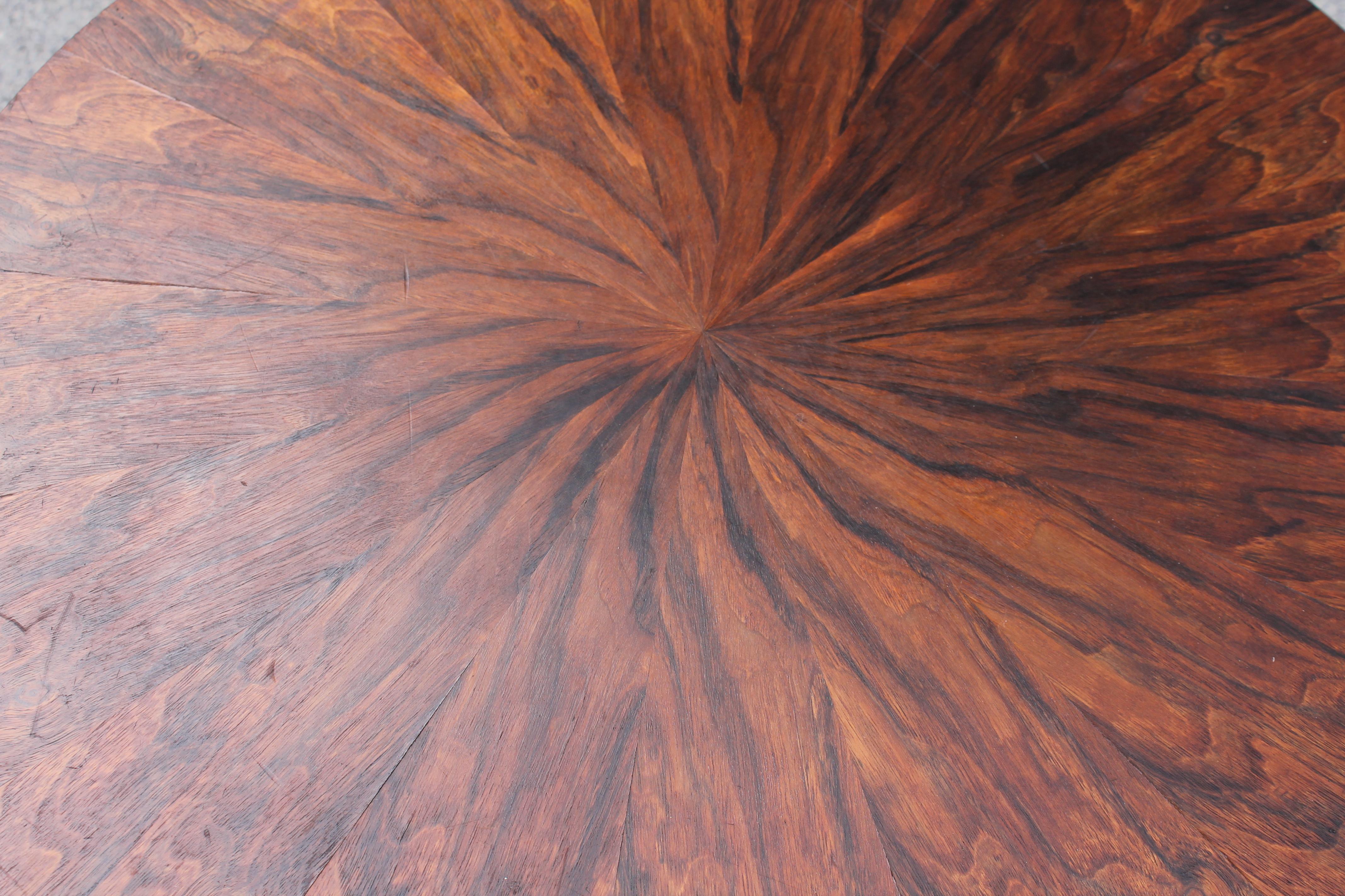 Mid-20th Century 1930's French Art Deco Round Exotic Walnut Side Table/ Accent Table For Sale