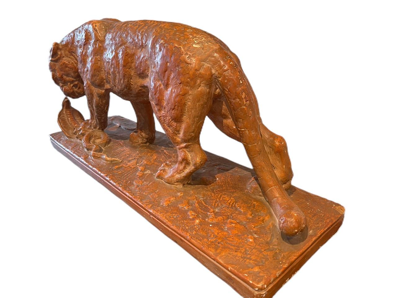 1930s French Art Deco sculpture ’’Border Panther with Cobra'' by Felix Gui For Sale 3