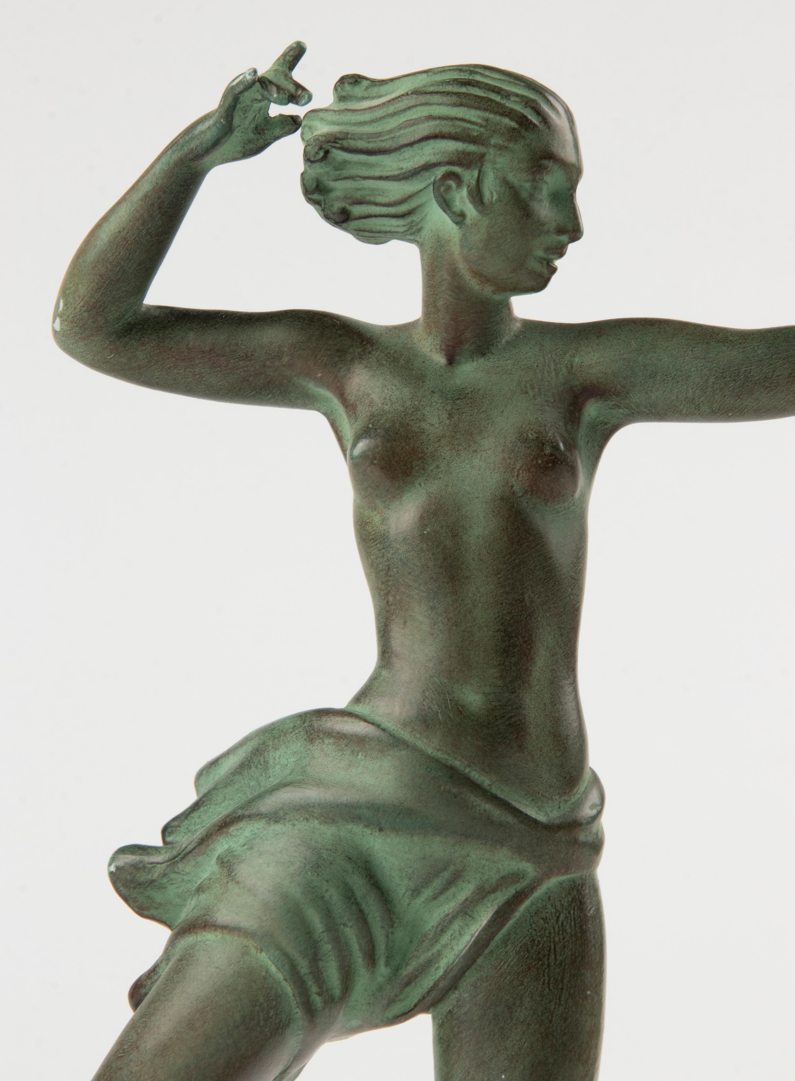 Zinc brut Sculpture Art déco française des années 1930 de Jean de MarCo du Studio Max Le Verrier