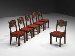 1930s French Art Deco Set of Six Dining Chairs in Mahogany