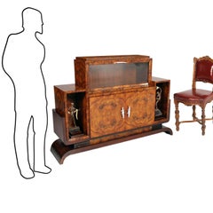 1930s French Art Decò Sideboard Buffet Dry Bar by Jules Leleu, in Walnut Briar