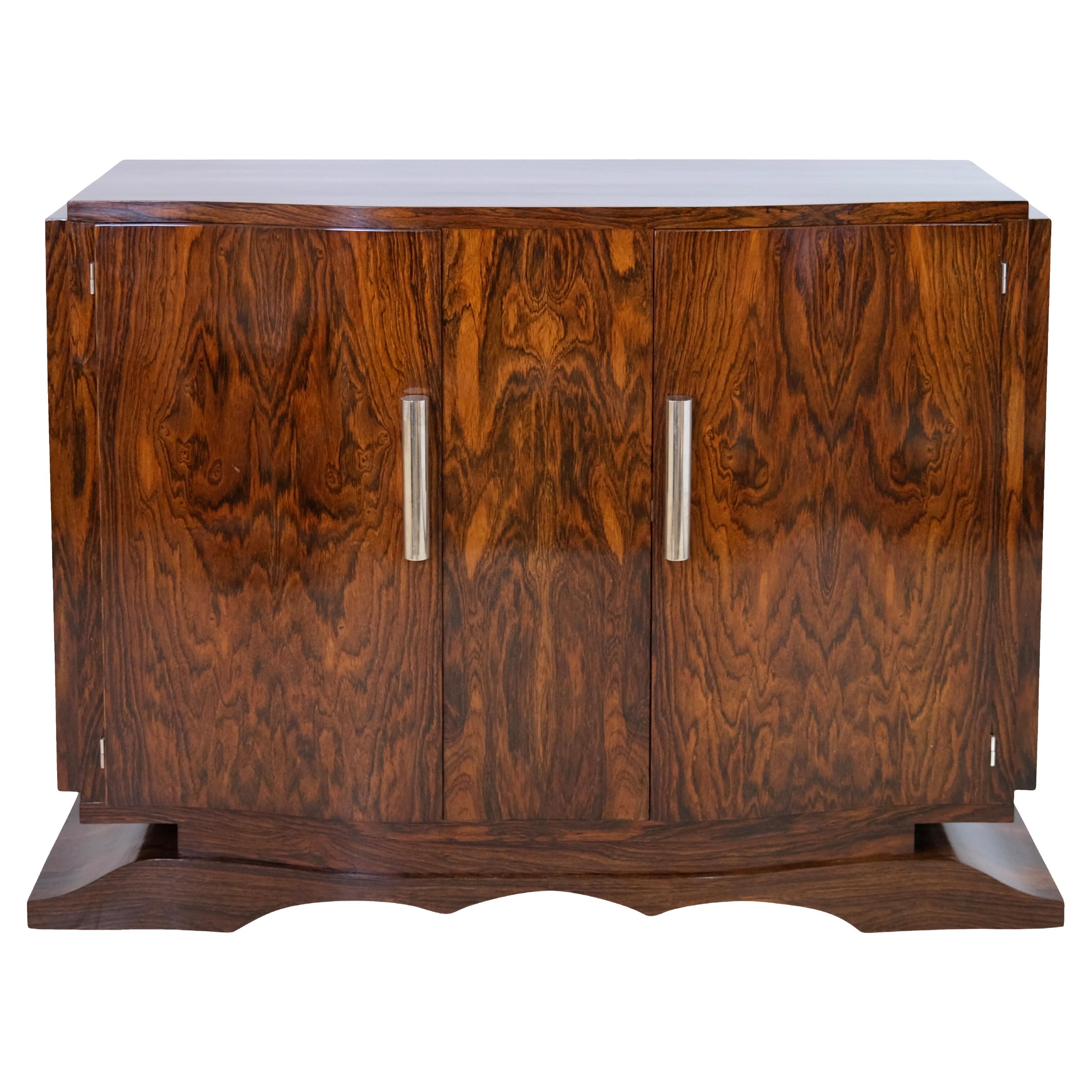 1930s French Art Deco Sideboard in Caucasian Nutwood with Sliding Fittings For Sale