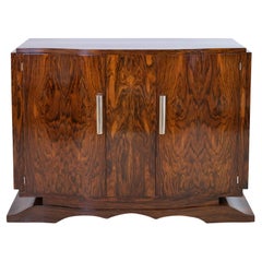 Vintage 1930s French Art Deco Sideboard in Caucasian Nutwood with Sliding Fittings