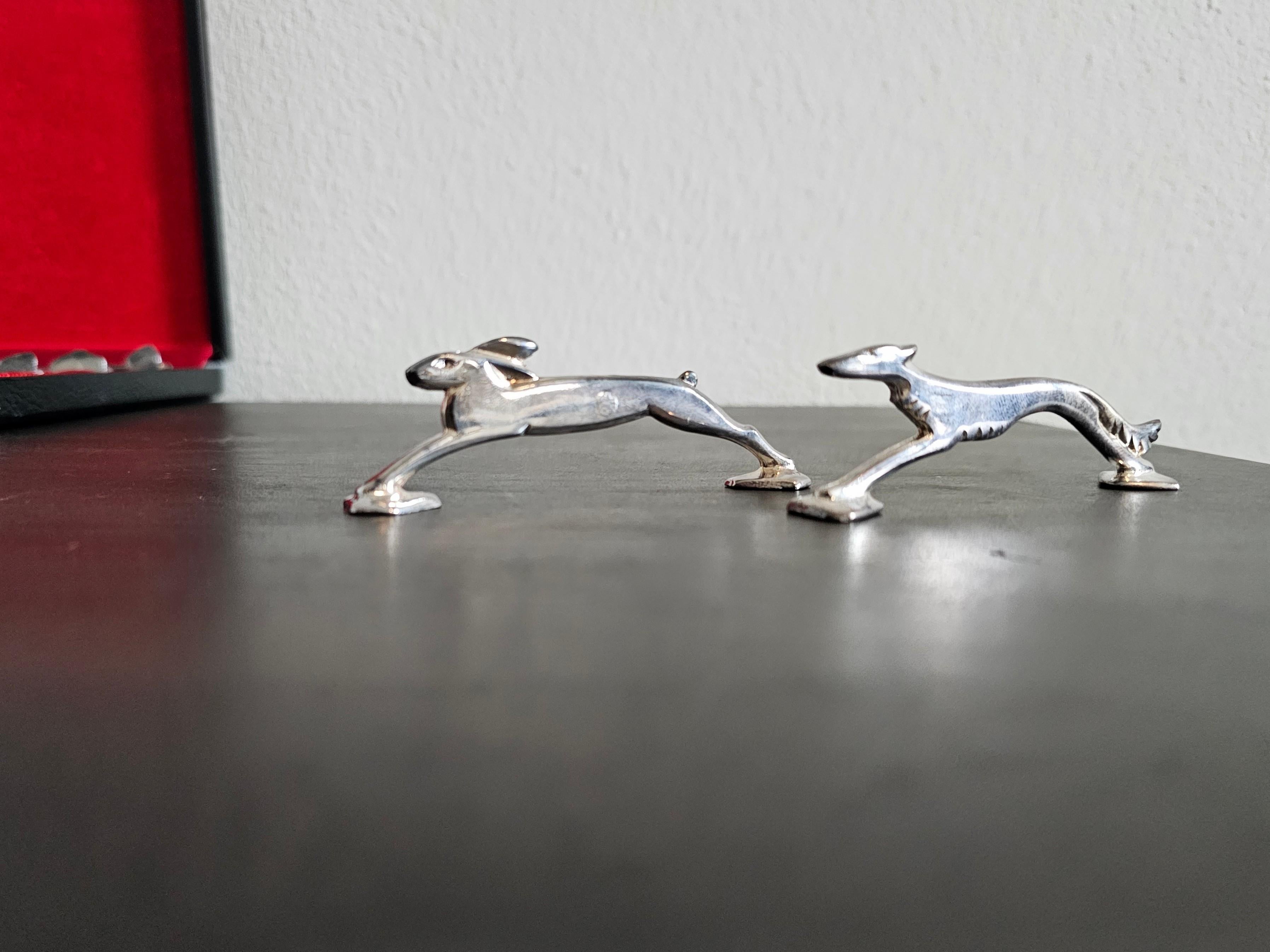 1930s French Art Deco Silverplate Animal Knife Rests Set After Benjamin Rabier For Sale 4
