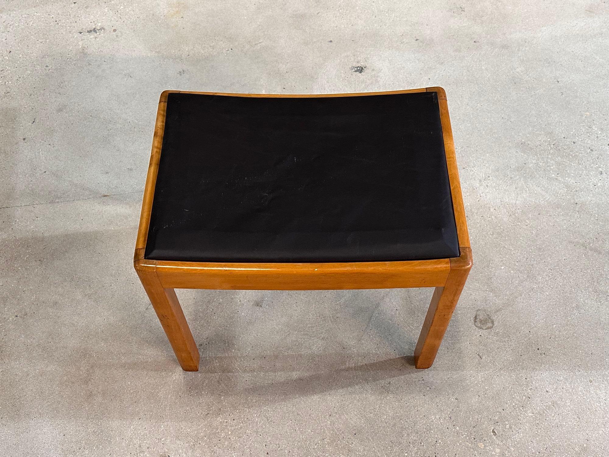 Leather 1930s French Art Deco Stool For Sale