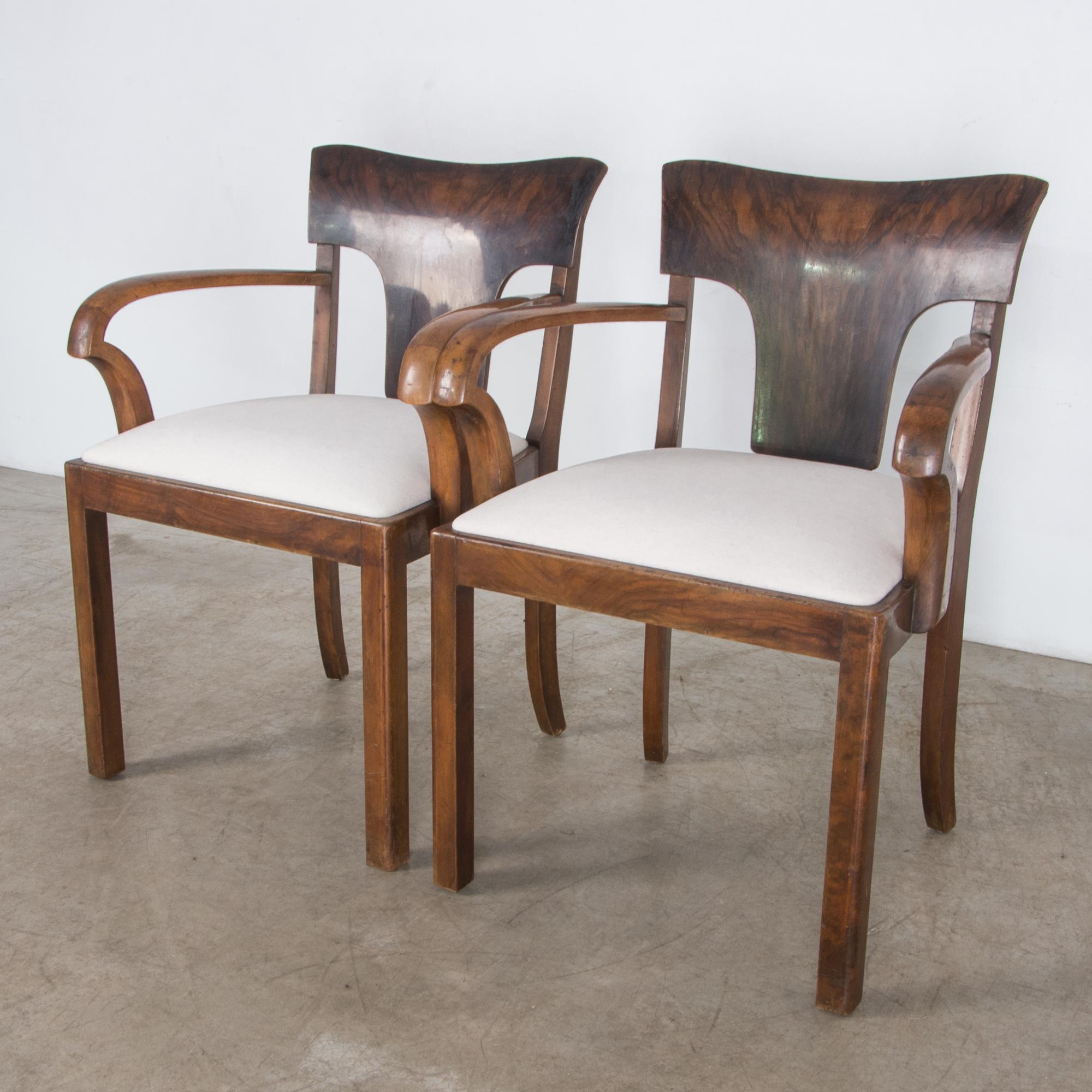 1930s French Art Deco Upholstered Armchairs, a Pair 1