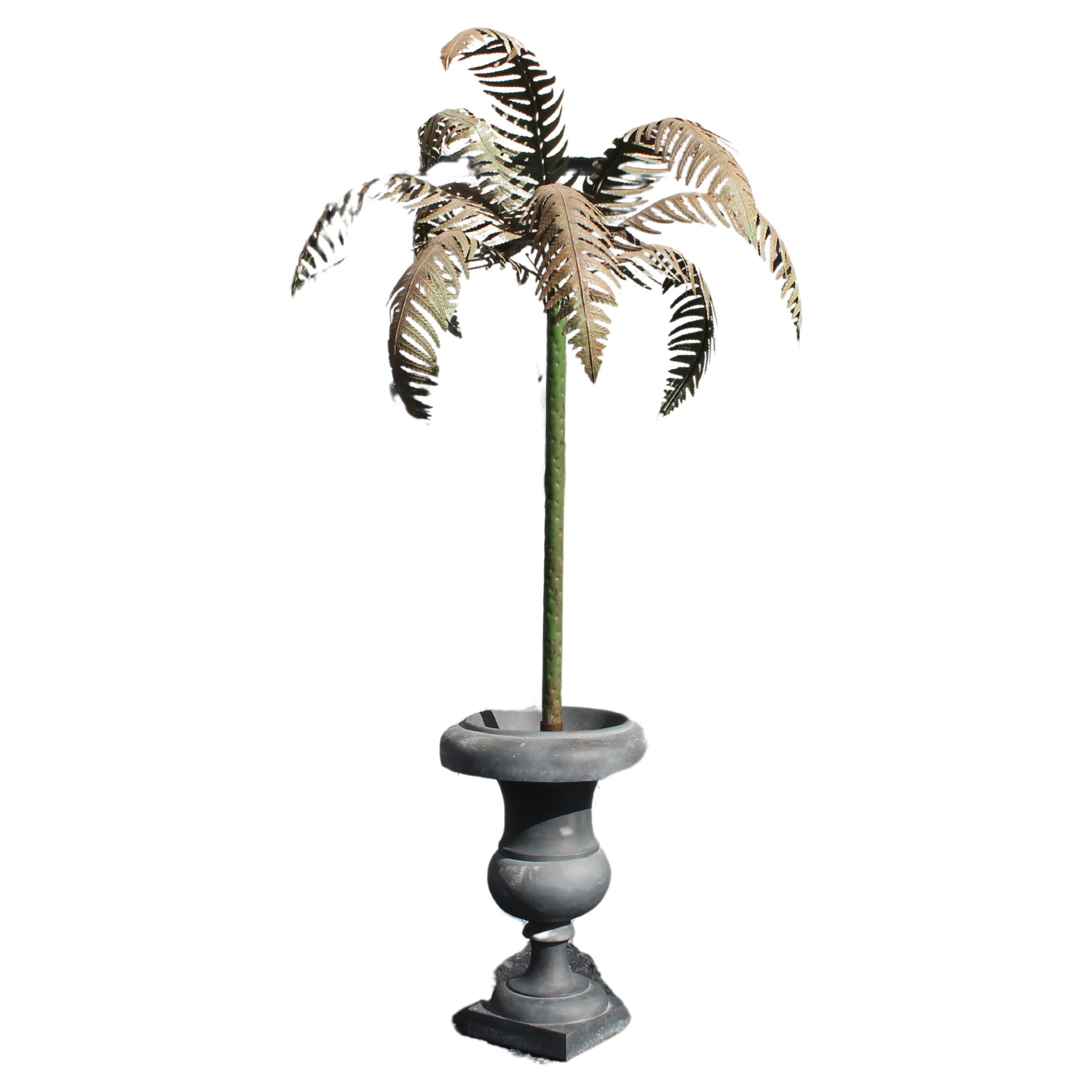 1930's French Art Deco Verde Potted Palm Tree Sculpture - Large For Sale