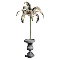 1930's French Art Deco Verde Potted Palm Tree Sculpture - Large