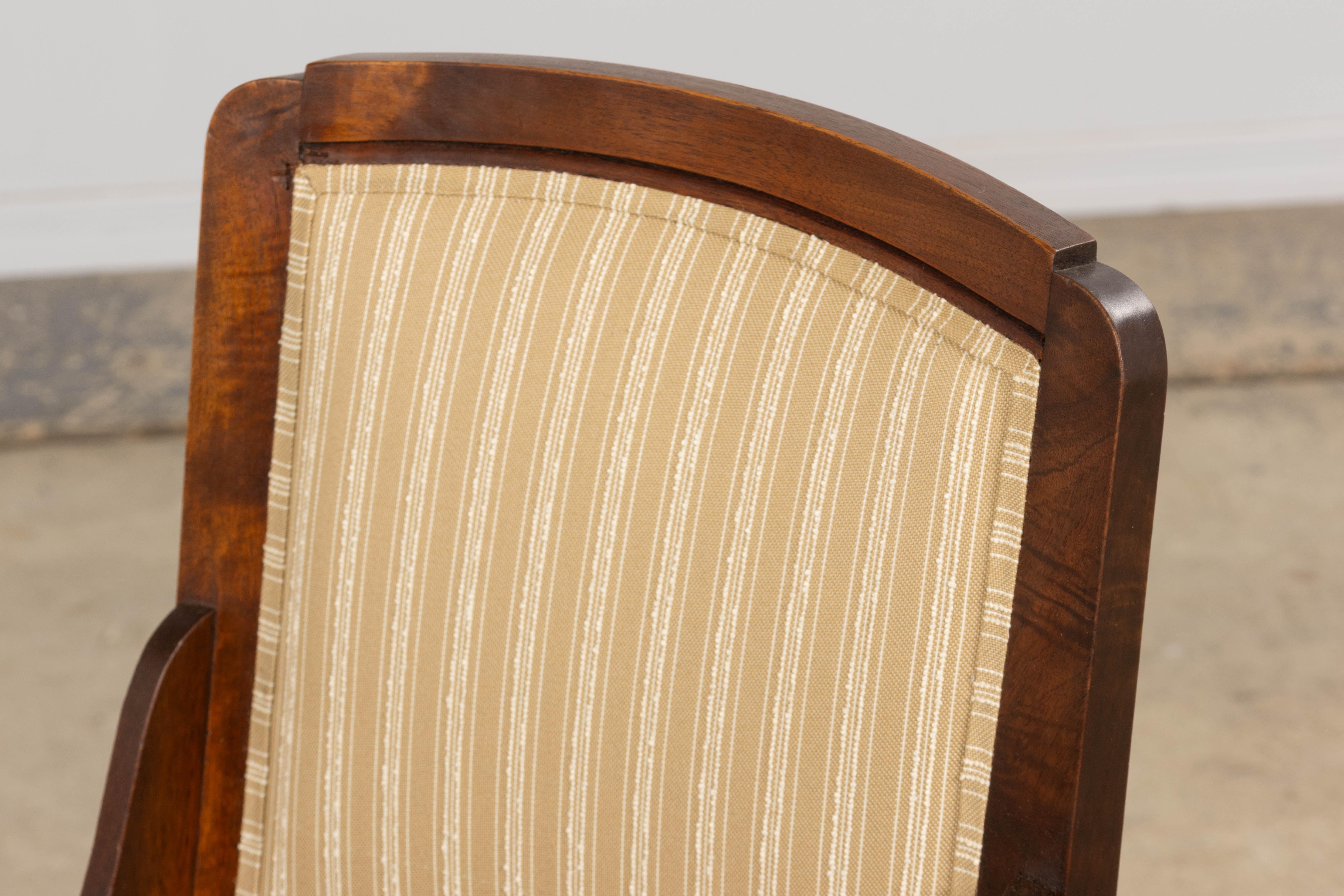 Sedie da pranzo in noce Art Deco francese degli anni '30 a righe beige - Set di 6 in vendita 8
