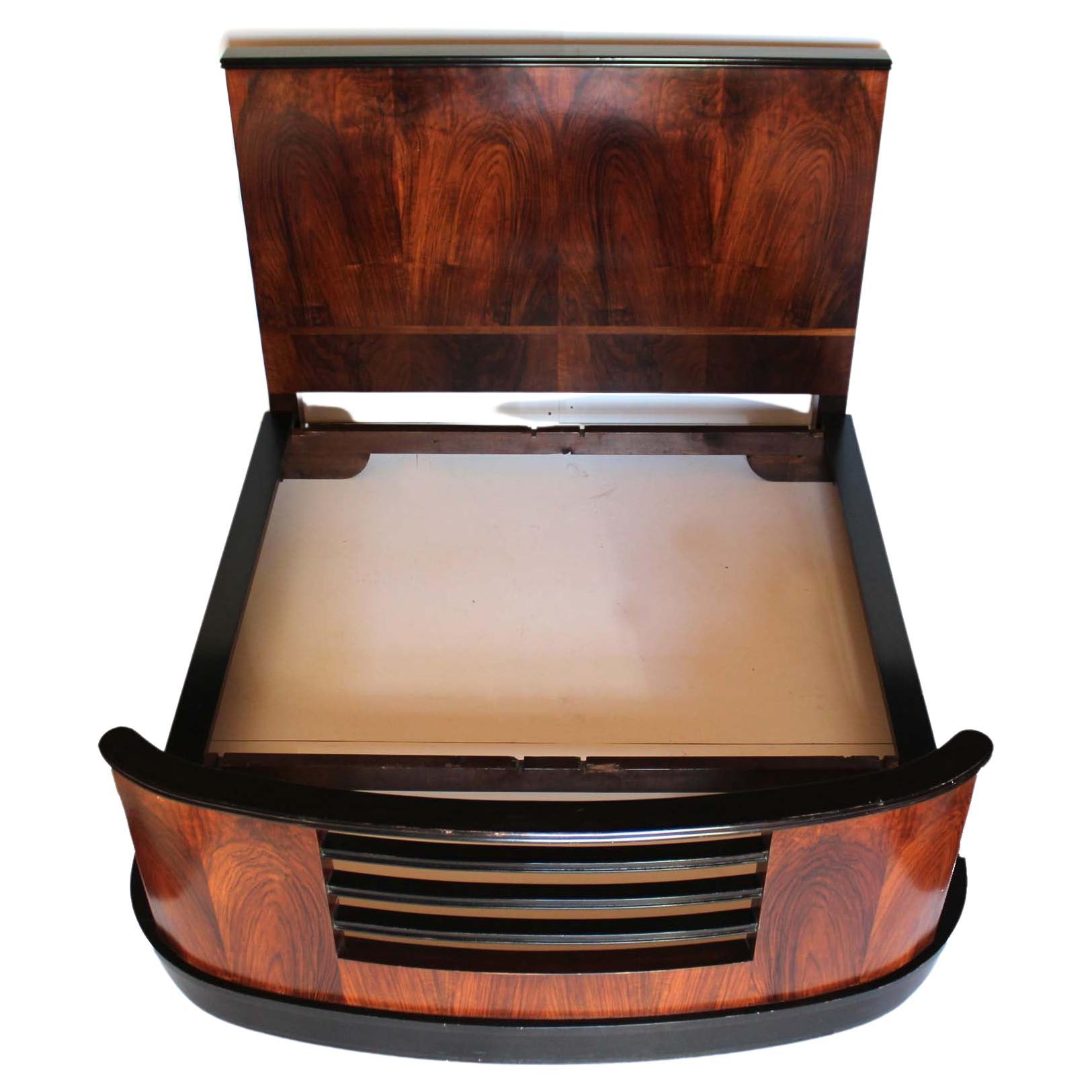 1930s French Art Deco Wood Bed