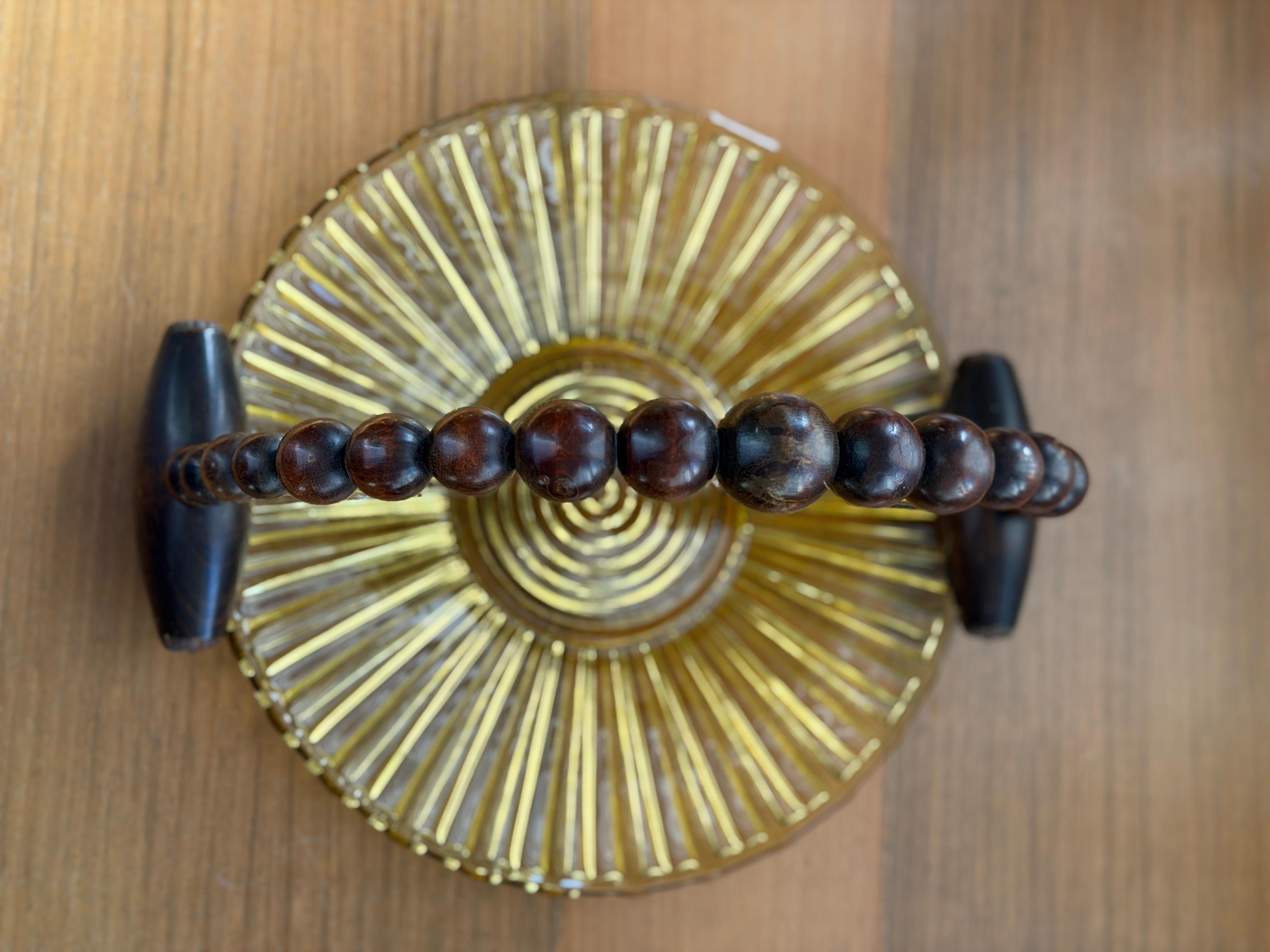 1930's French Art Deco Wooden Vintage Centerpiece (Glas) im Angebot