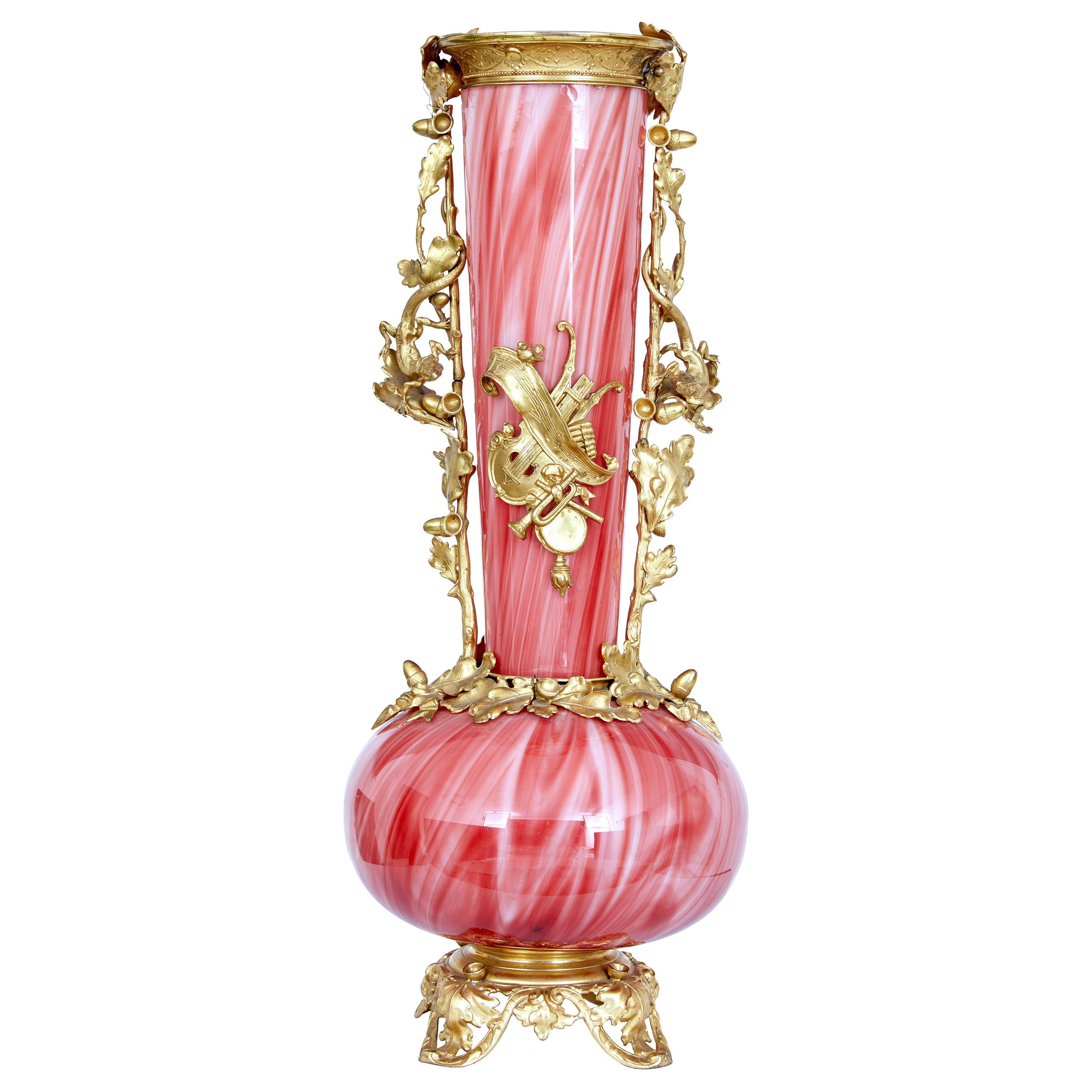 1930s French Art Glass Vase with Ormolu Mounts For Sale at 1stDibs