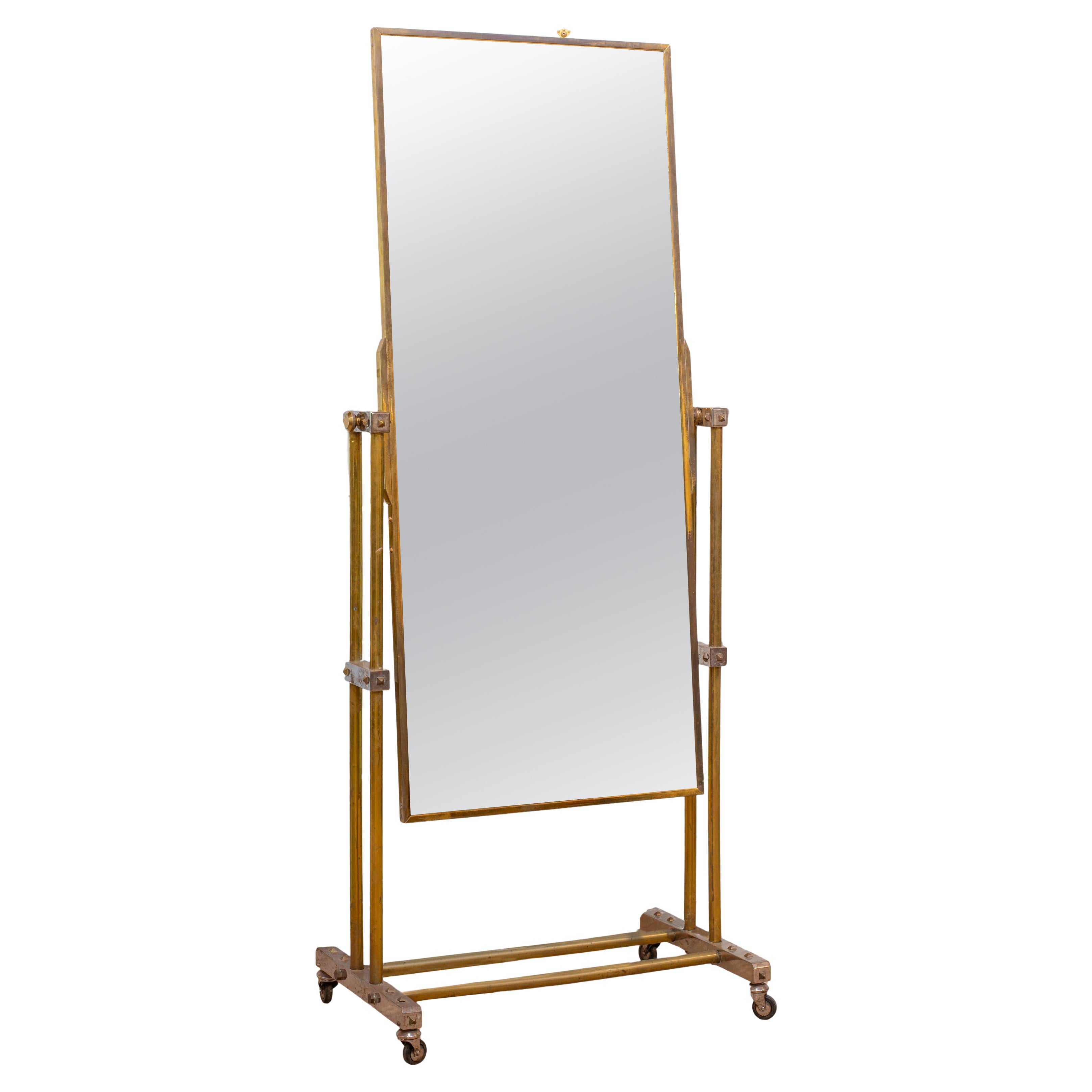 1930
s French Articulated Two-Sided Dressing Mirror on Casters im Angebot