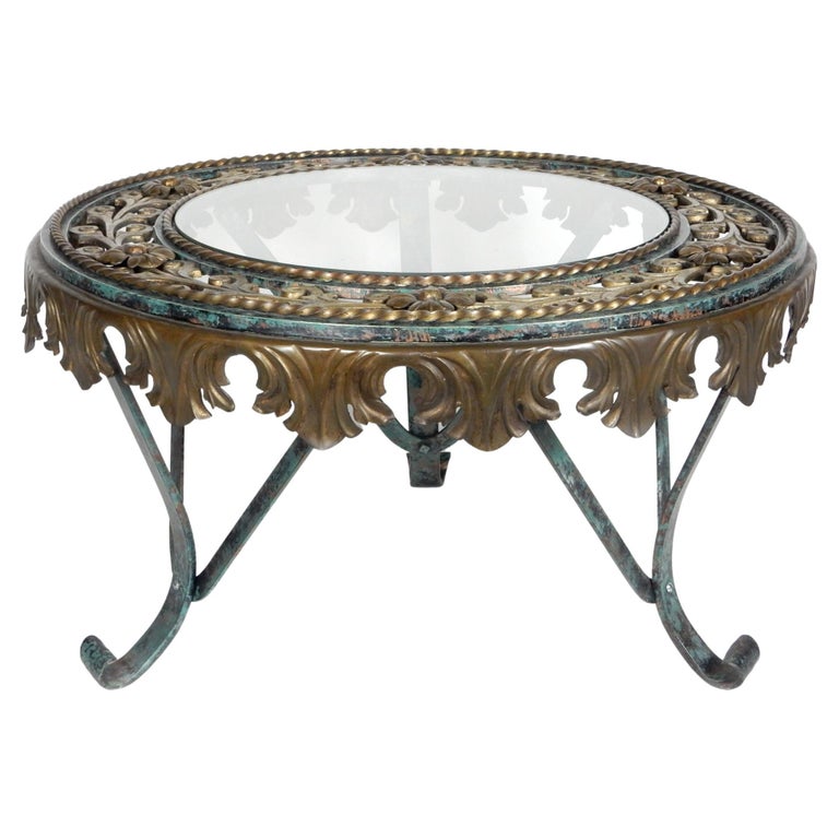 1930's French Arts and Crafts era Bronze and Wrought Iron Coffee Table