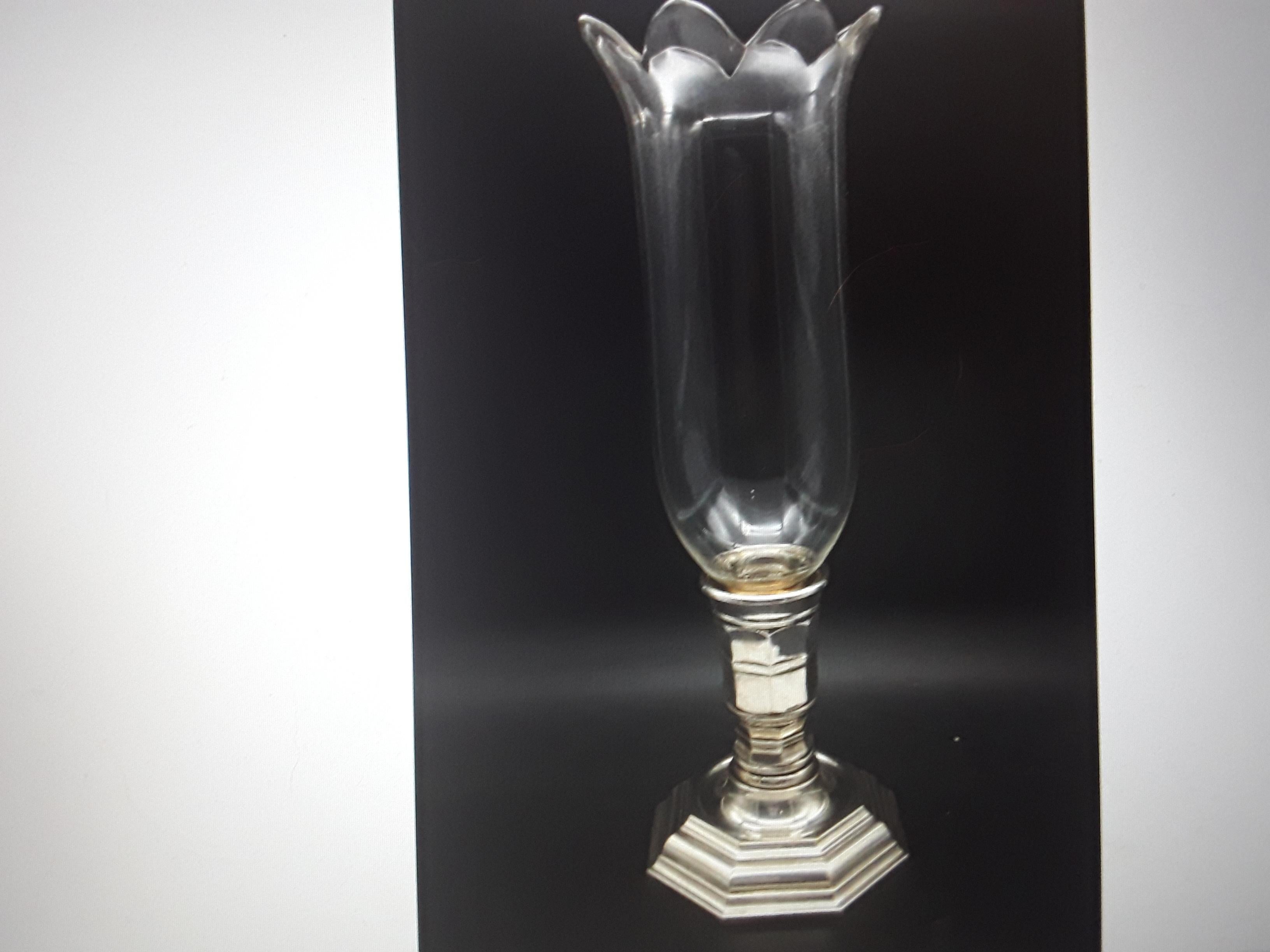 Art Deco 1930's French Baccarat Crystal Shade w/ Christofle Silver Base - Original Set For Sale