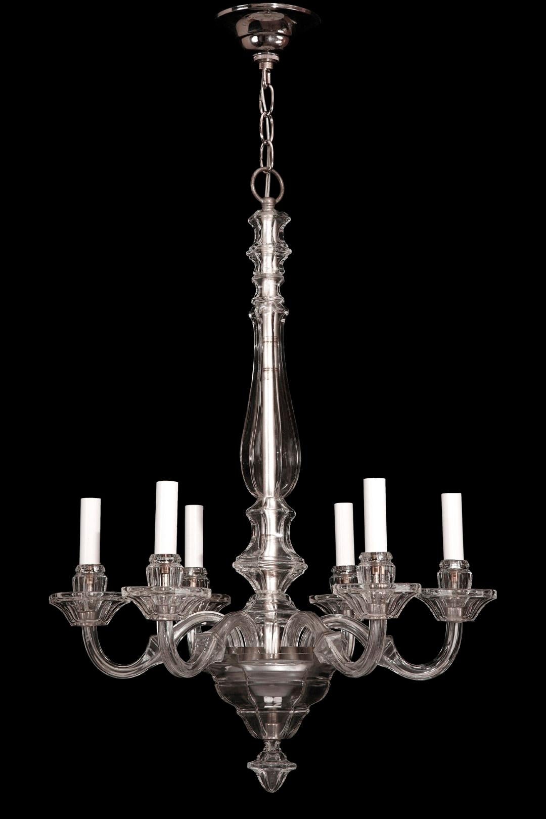 Cut crystal Baccarat style chandelier. French made in 1930s. Cleaned and rewired. Please note, this item is located in one of our NYC locations.